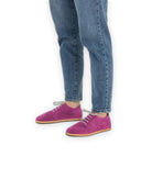 Side view Pink Nubuck Barefoot Sneaker - Calf Leather Zero Drop | Bespoky