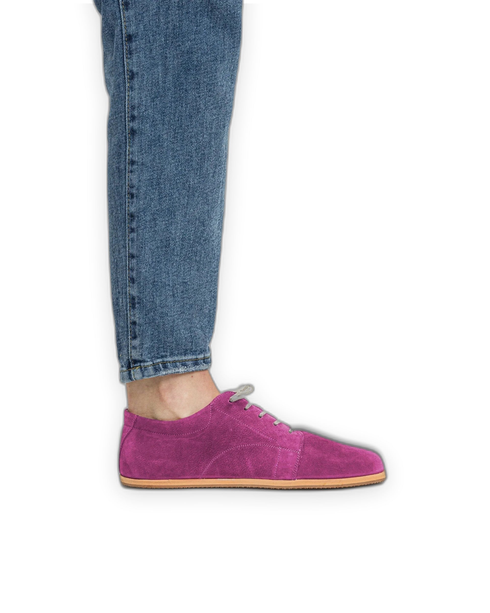 Detail Pink Nubuck Barefoot Sneaker - Handcrafted Calf Leather Turkey | Bespoky
