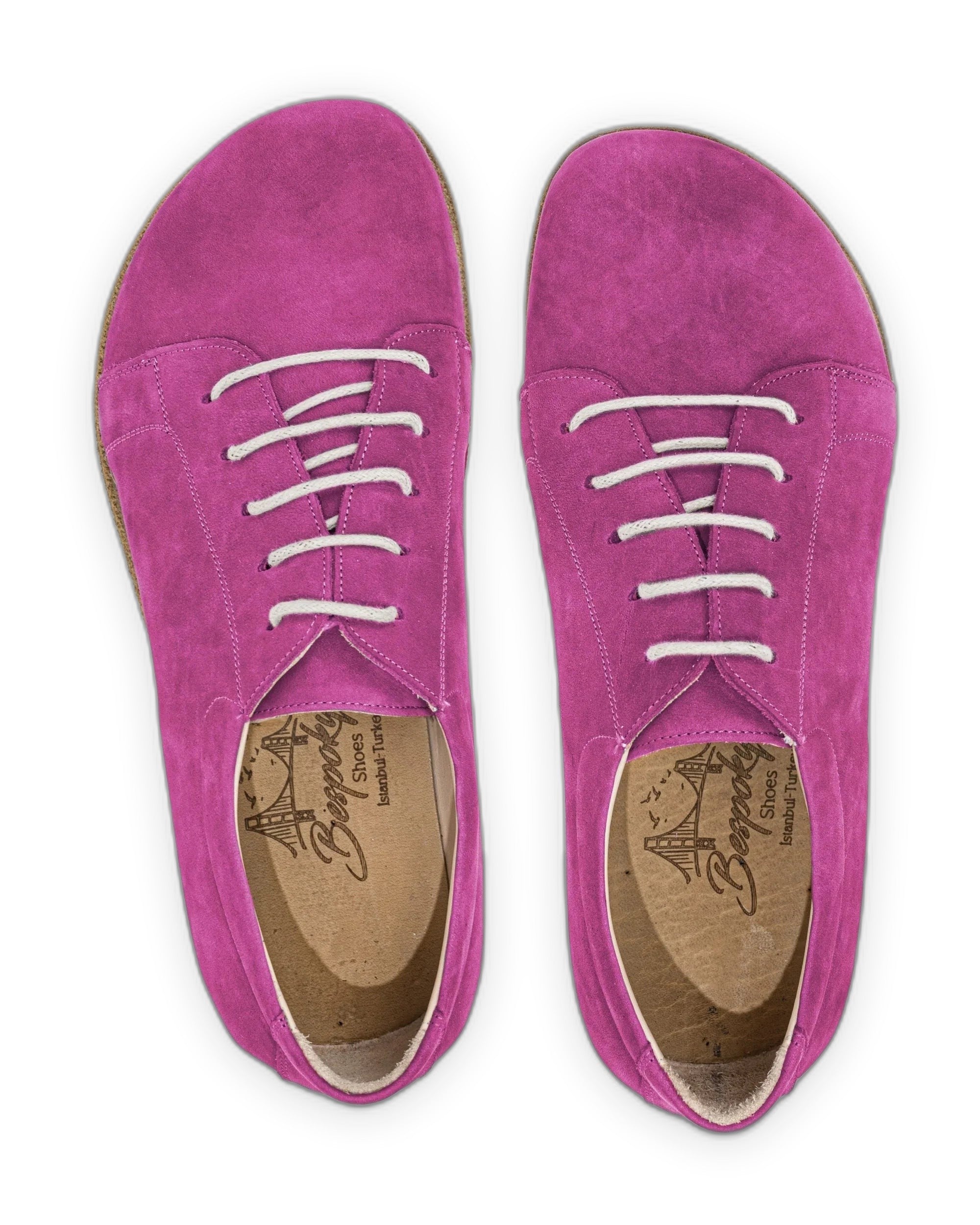 Side view Pink Nubuck Barefoot Sneaker - Calf Leather Zero Drop | Bespoky