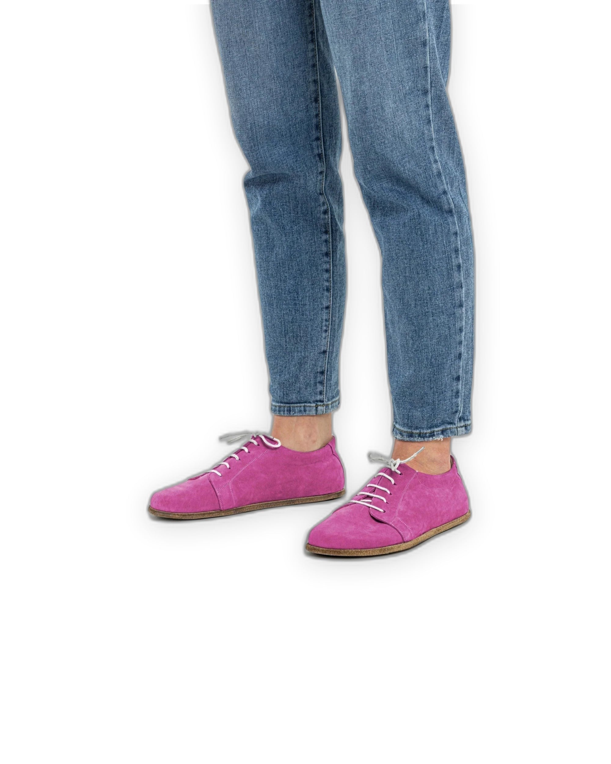 Detail Pink Nubuck Barefoot Sneaker - Handcrafted Calf Leather Turkey | Bespoky