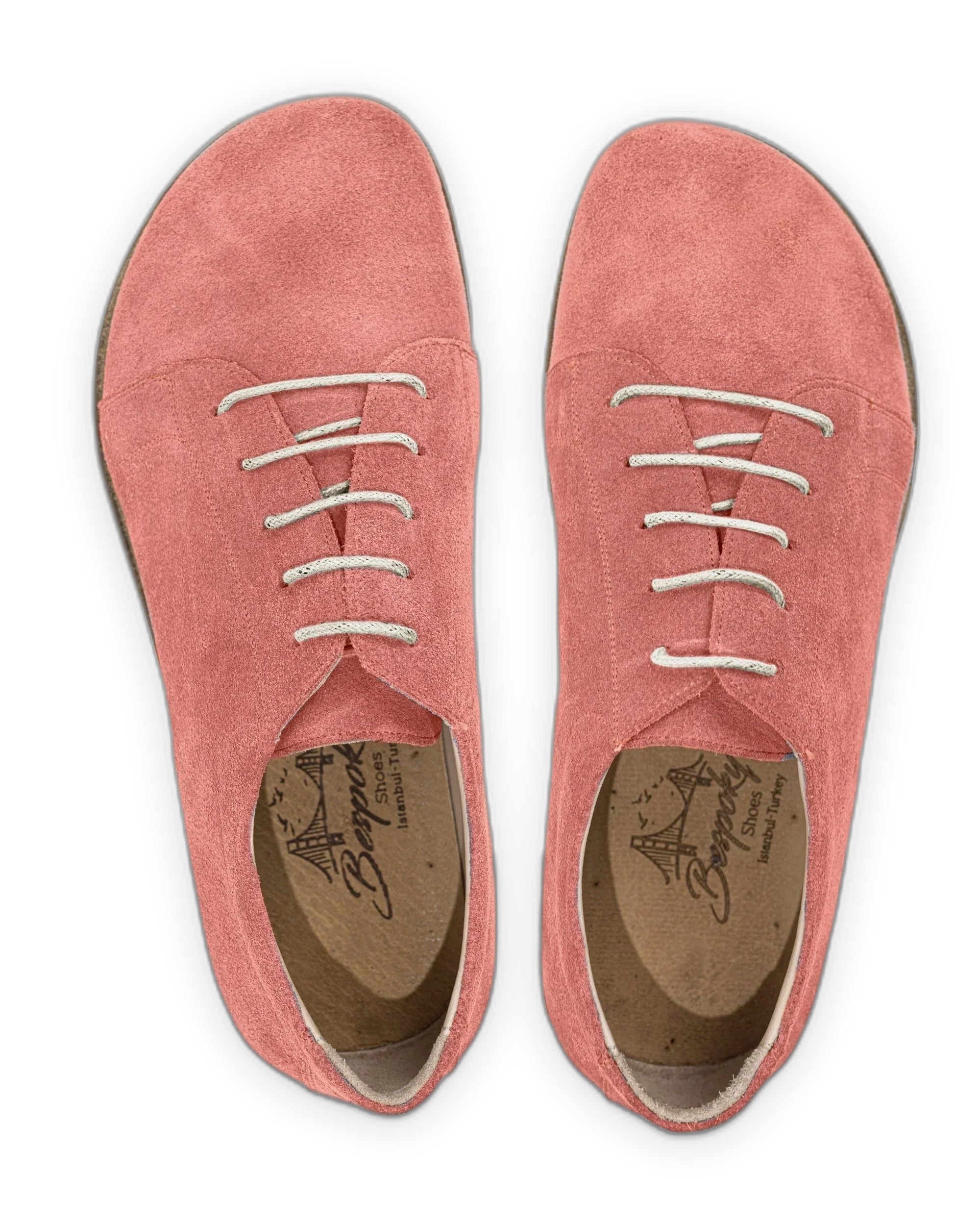 Side view Pink Suede Barefoot Sneaker - Calf Leather Zero Drop | Bespoky