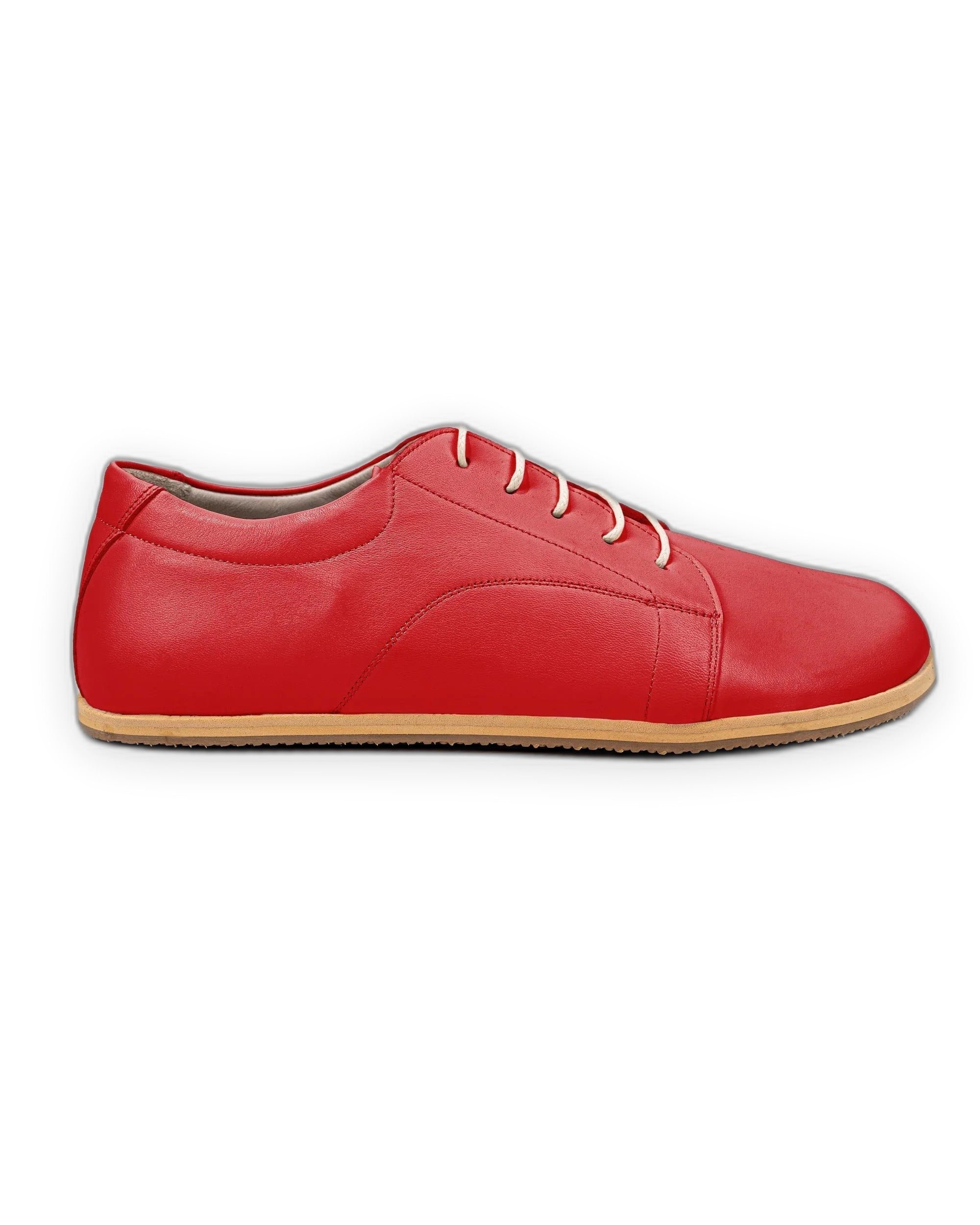 Side view Red Barefoot Sneaker - Calf Leather Zero Drop | Bespoky