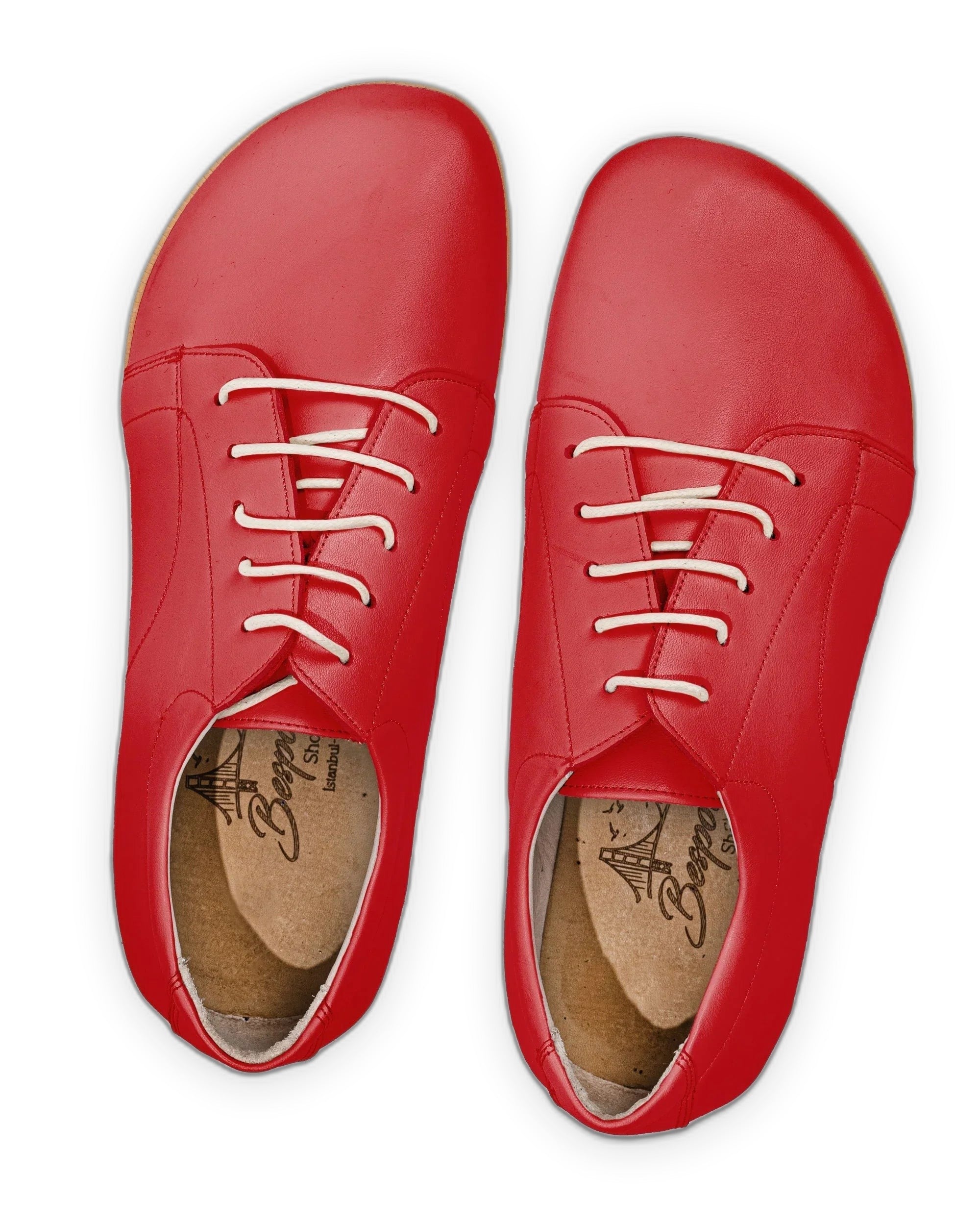 Pair Red Barefoot Sneaker - Barefoot Wide Toe Calf Leather | Bespoky