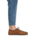 Pair Tan Nubuck Barefoot Sneaker - Barefoot Wide Toe Calf Leather | Bespoky