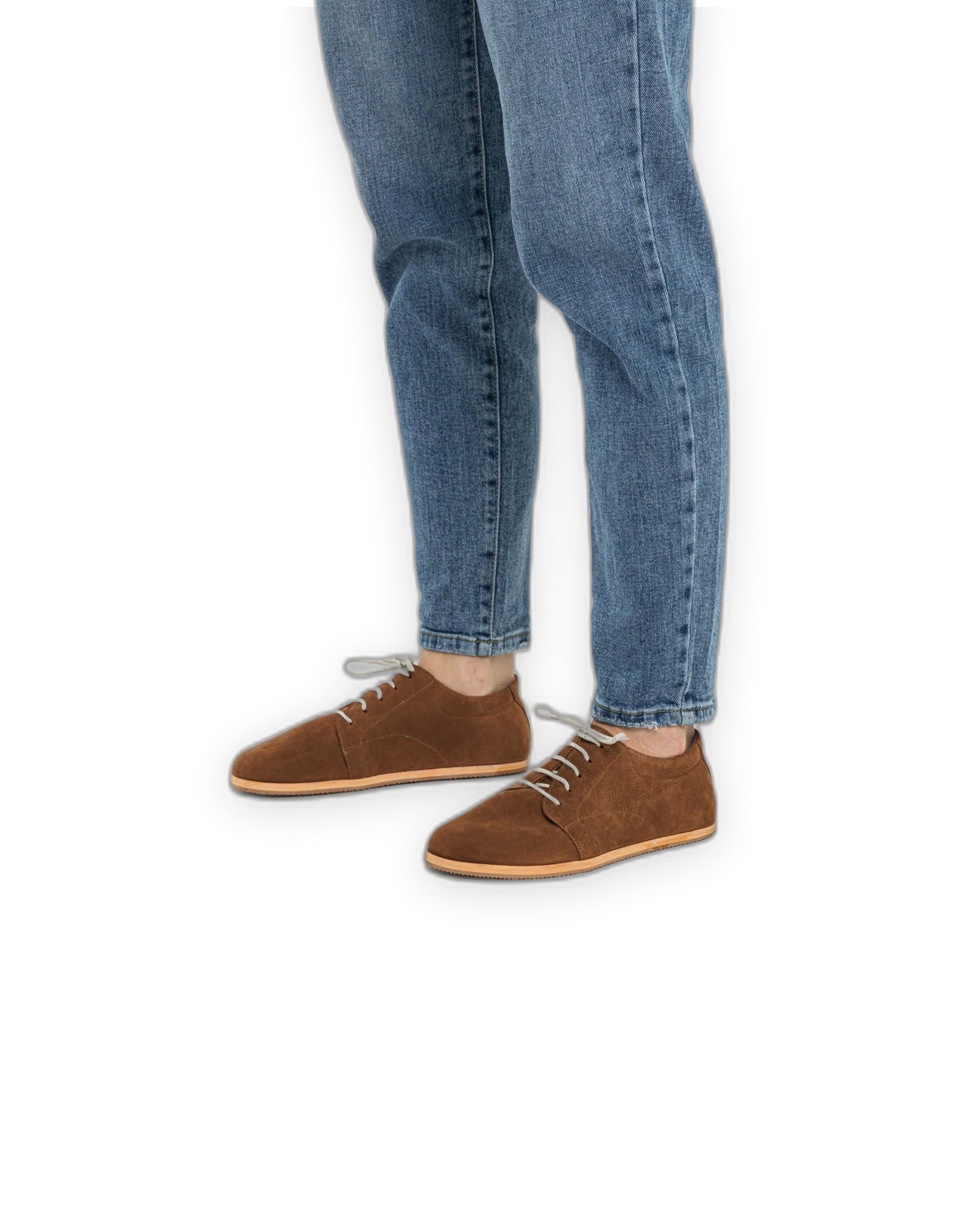Pair Tan Nubuck Barefoot Sneaker - Barefoot Wide Toe Calf Leather | Bespoky