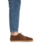 Close-up calf leather - Tan Nubuck Barefoot Sneaker Detail | Bespoky