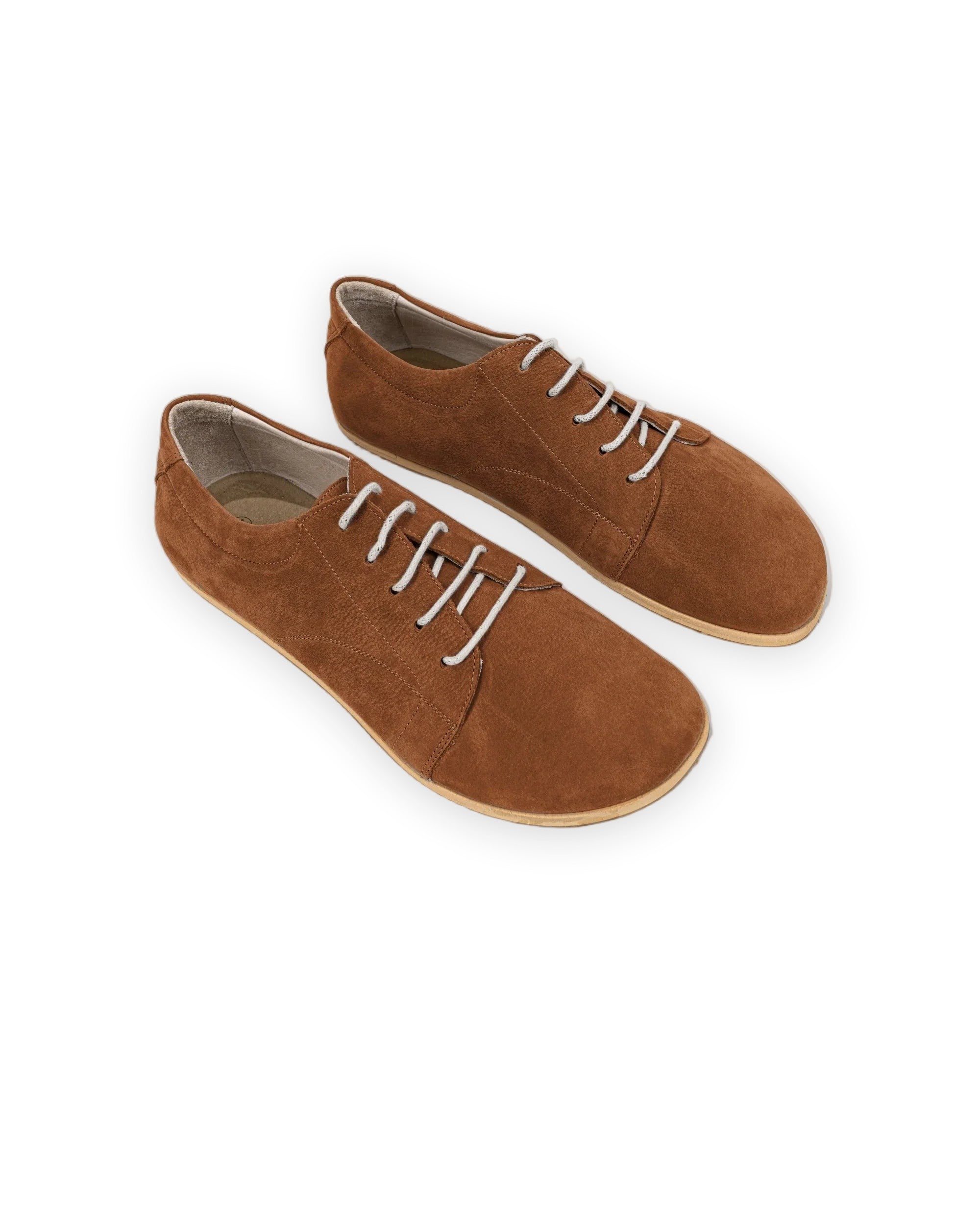 Men's Tan Nubuck Barefoot Sneaker - Handcrafted Calf Leather Wide Toe Box | Bespoky