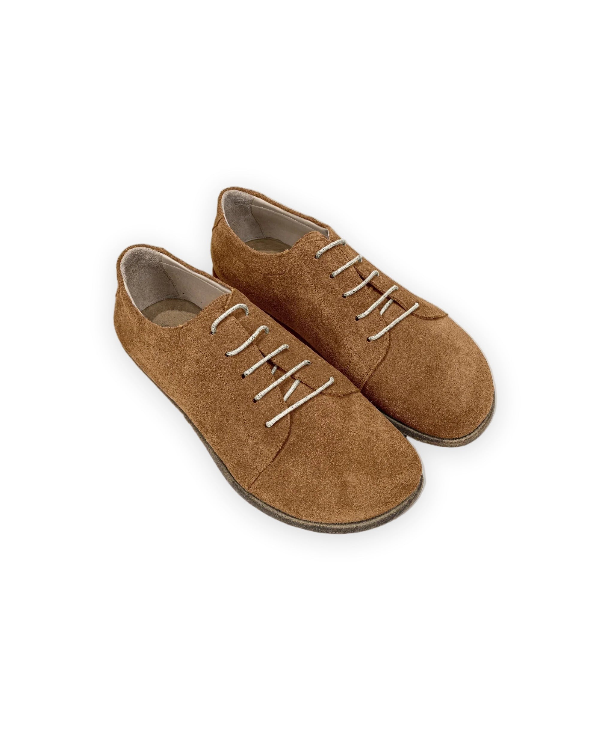 Men's Tan Suede Barefoot Sneaker - Handcrafted Calf Leather Wide Toe Box | Bespoky