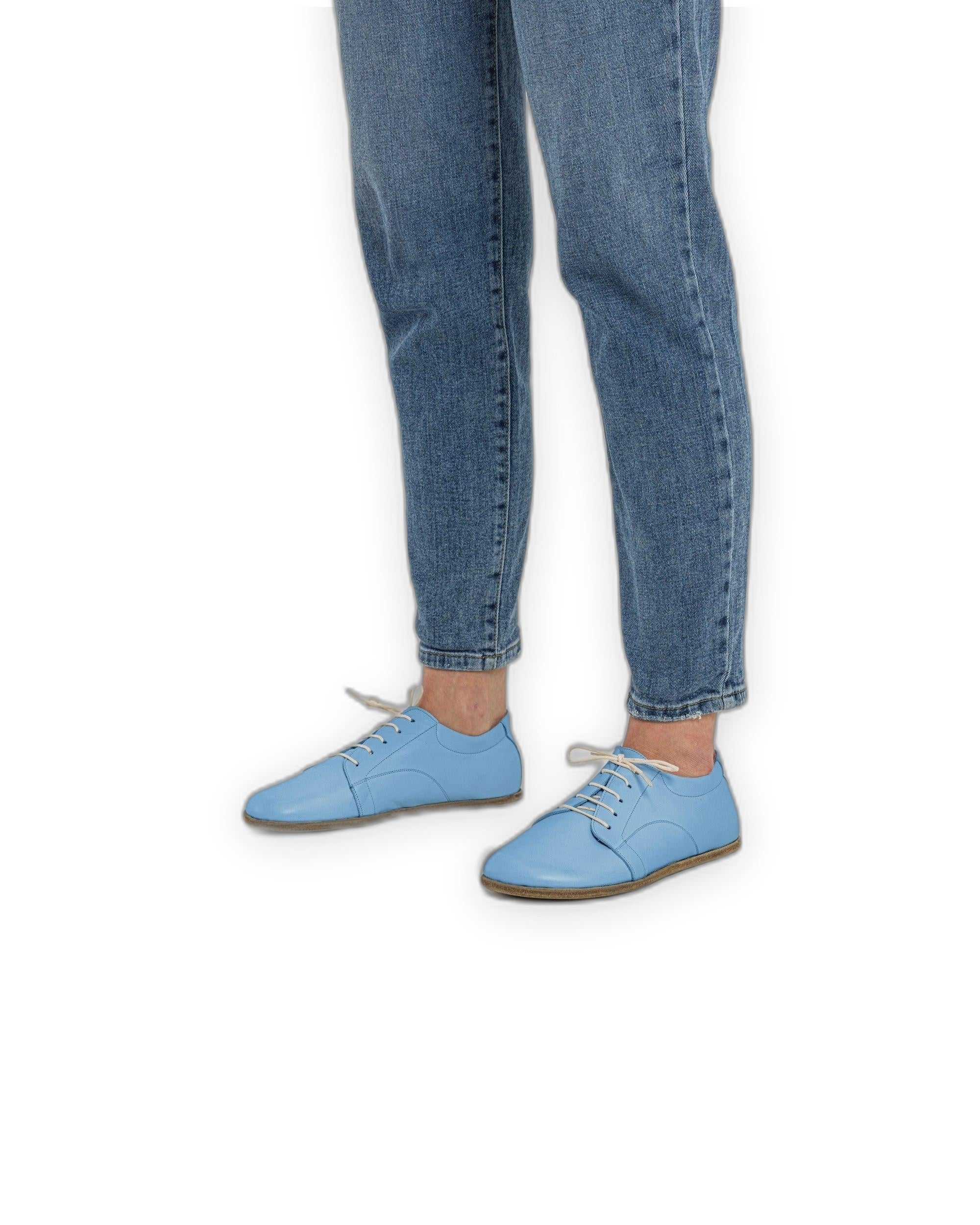 Top view Baby Blue Barefoot Sneaker - Handcrafted Calf Leather | Bespoky
