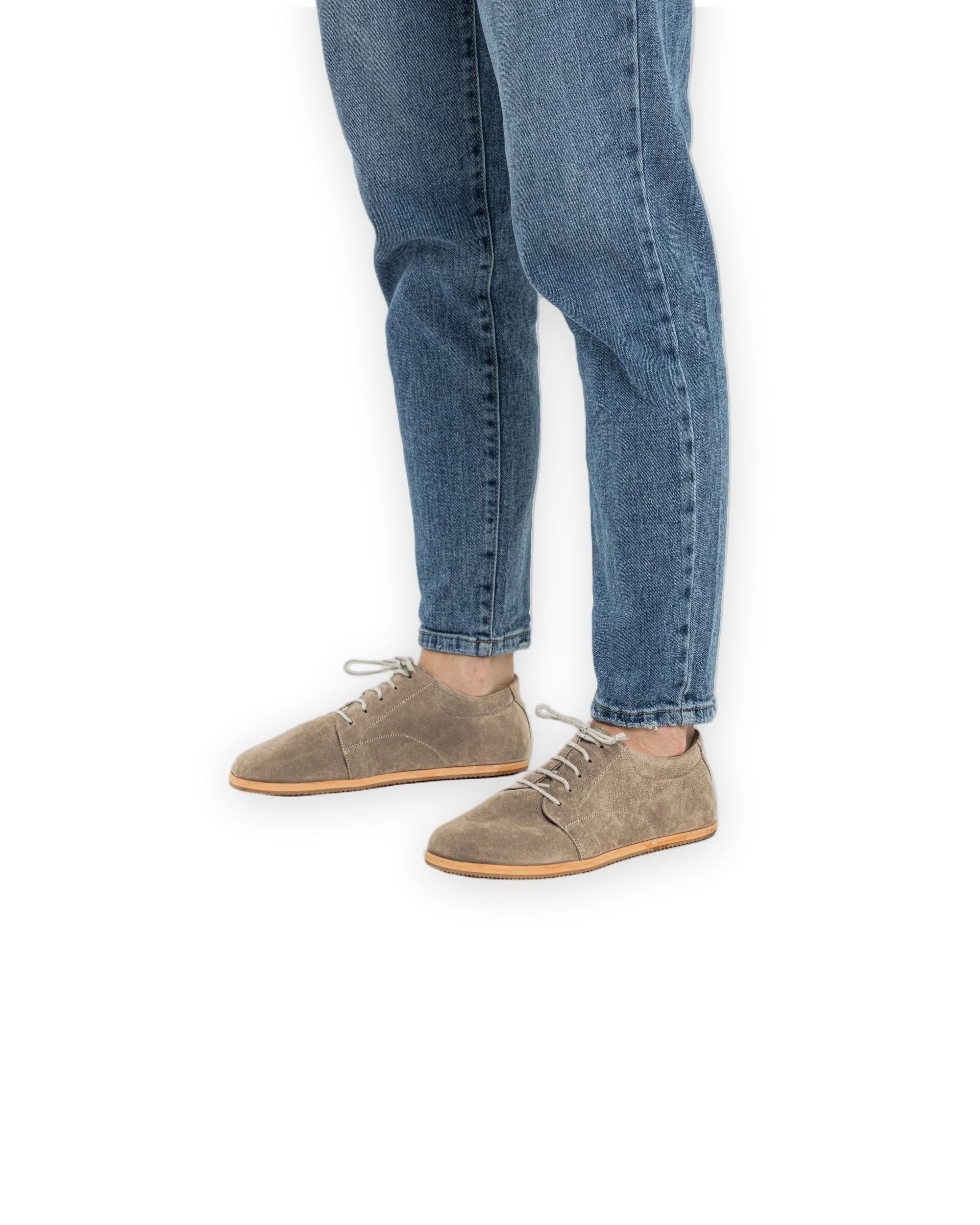 Women's Beige Barefoot Sneaker - Handcrafted Calf Leather Wide Toe Box | Bespoky