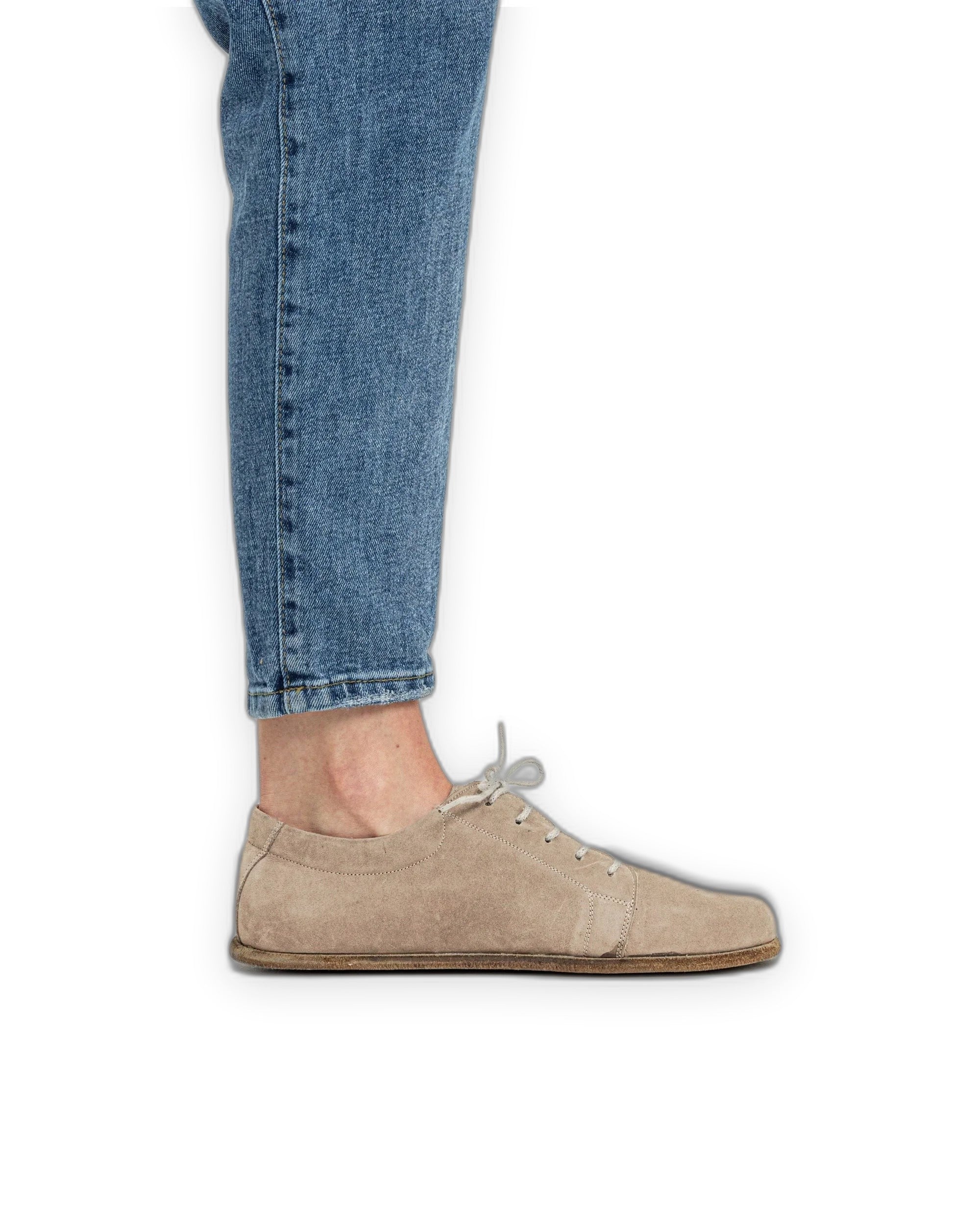 Pair Beige Barefoot Sneaker - Barefoot Wide Toe Calf Leather | Bespoky