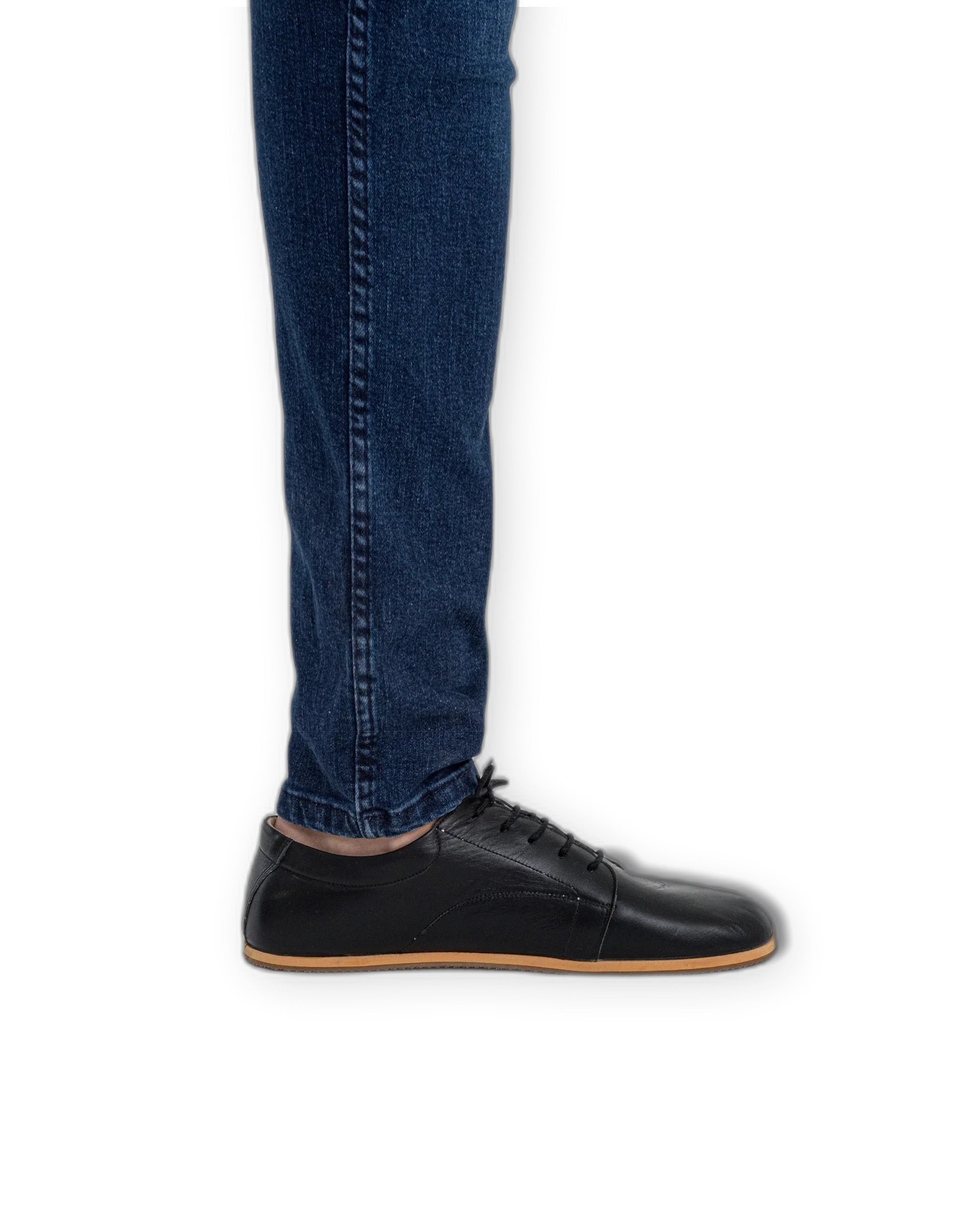 Side view Black Barefoot Sneaker - Calf Leather Zero Drop | Bespoky