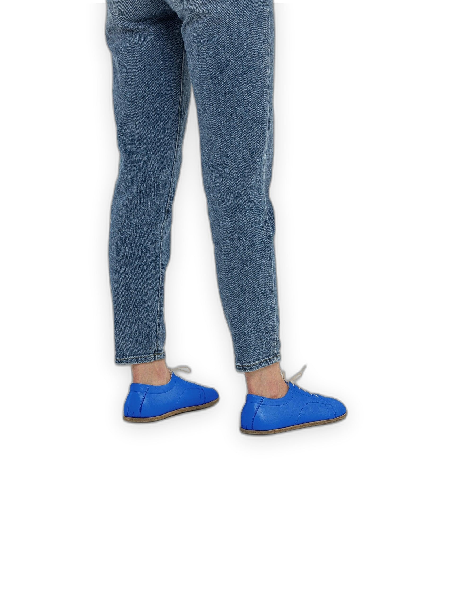 Side view Blue Barefoot Sneaker - Calf Leather Zero Drop | Bespoky