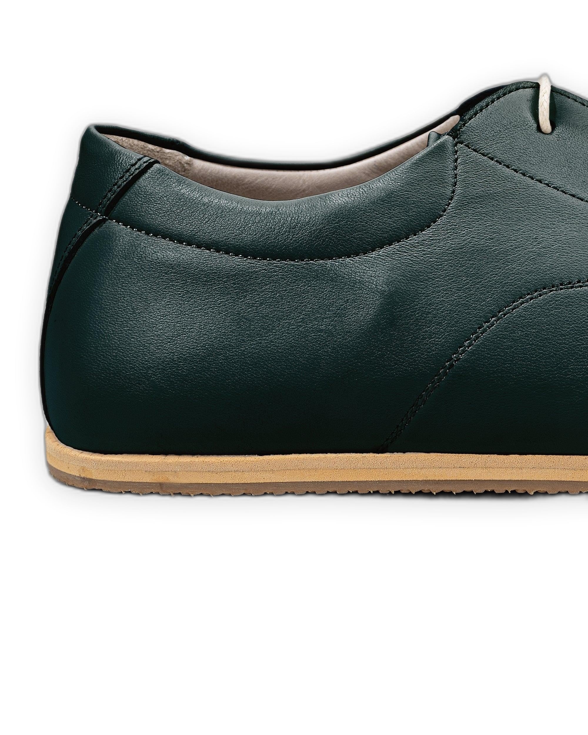 Top view Dark Green Barefoot Sneaker - Handcrafted Calf Leather | Bespoky