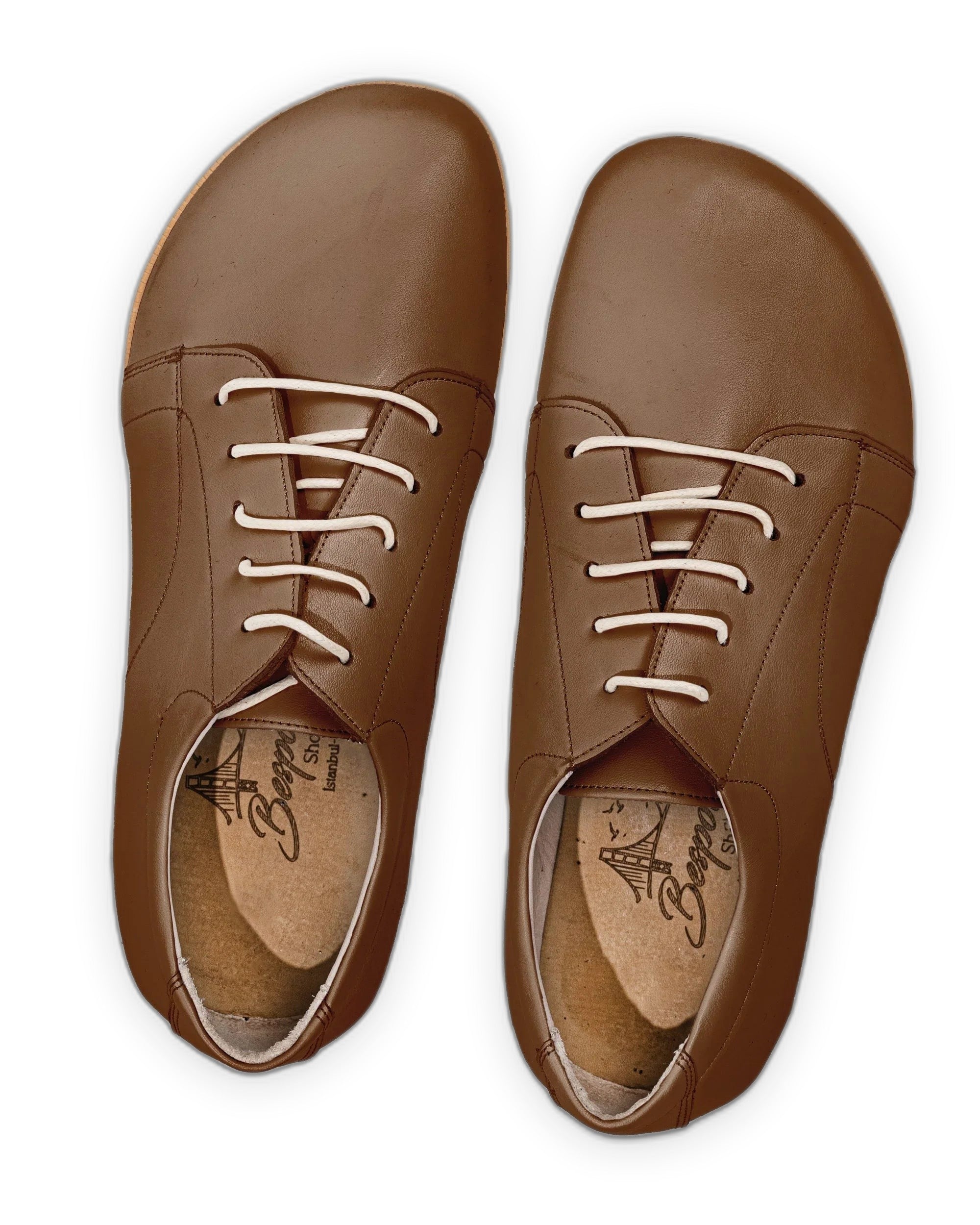 Side view Dark Tan Barefoot Sneaker - Calf Leather Zero Drop | Bespoky