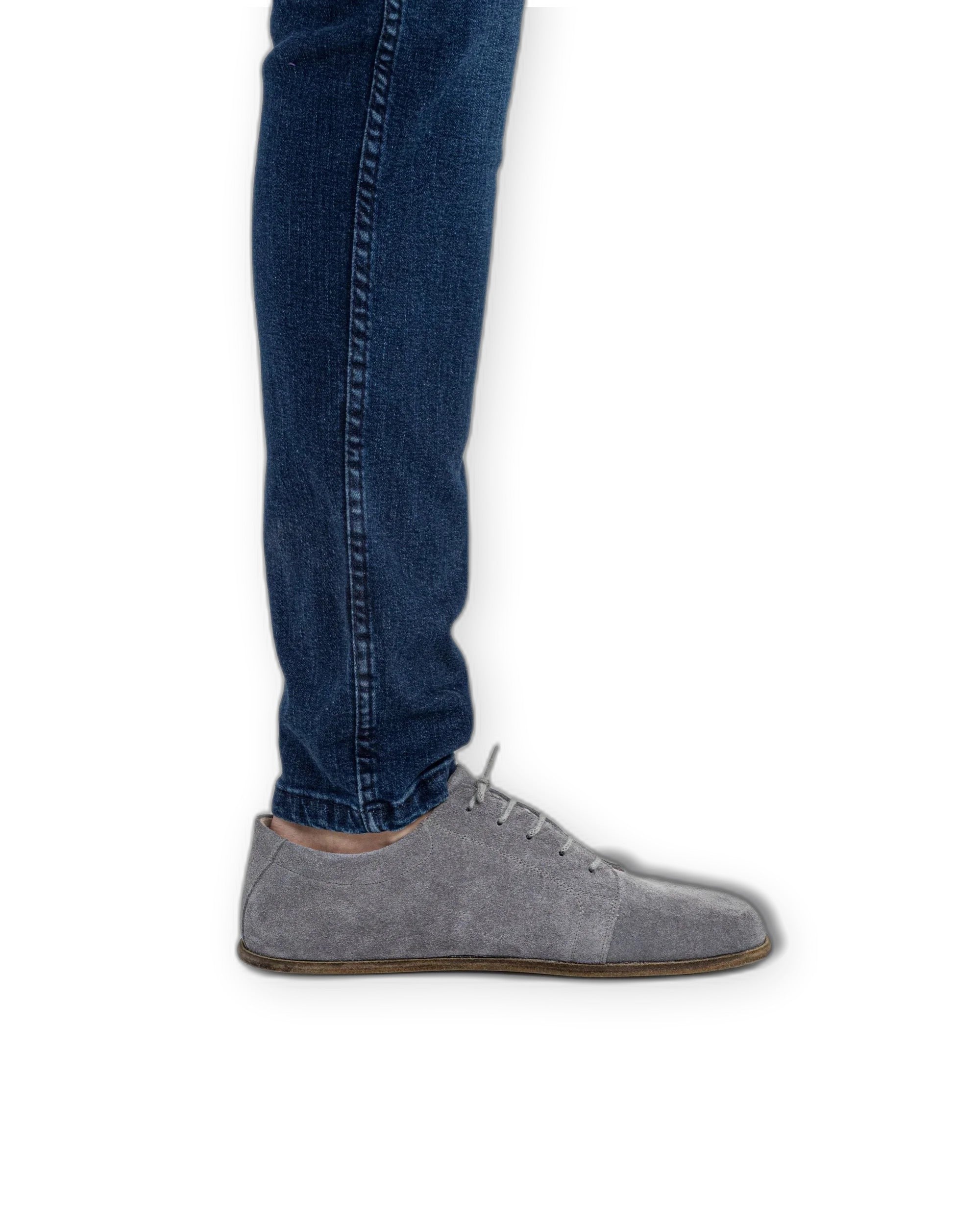 Pair Grey Barefoot Sneaker - Barefoot Wide Toe Calf Leather | Bespoky