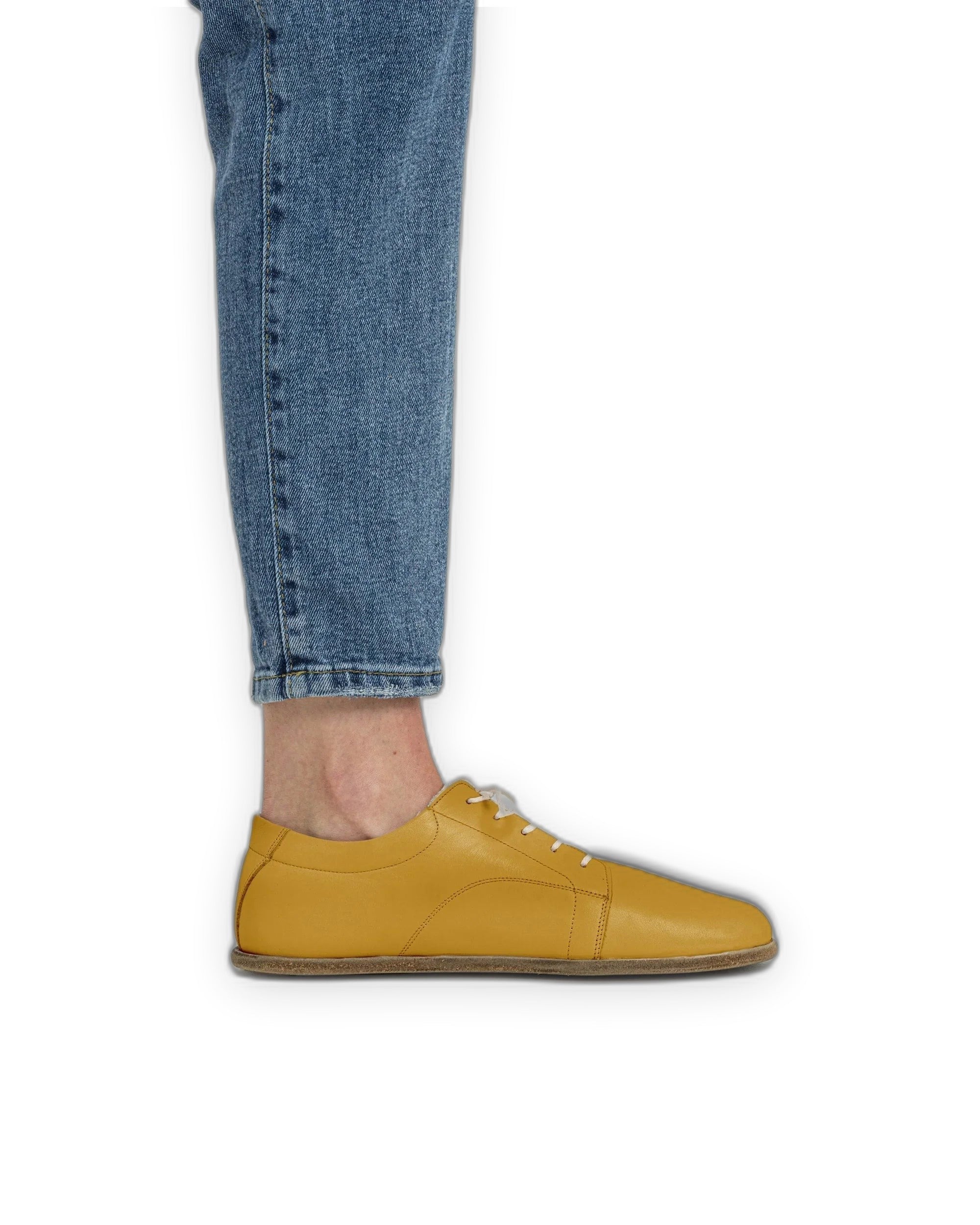 Back view Mustard Barefoot Sneaker - Calf Leather Handcrafted | Bespoky