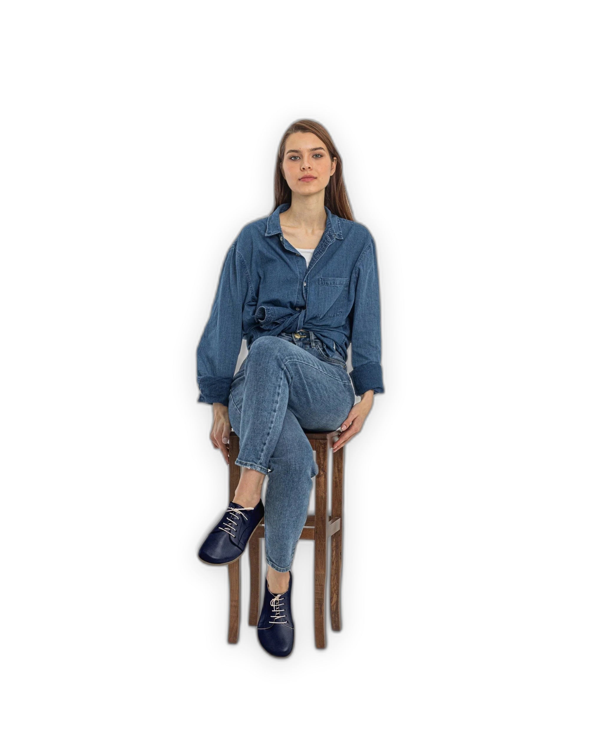Back view Navy Blue Barefoot Sneaker - Calf Leather Handcrafted | Bespoky