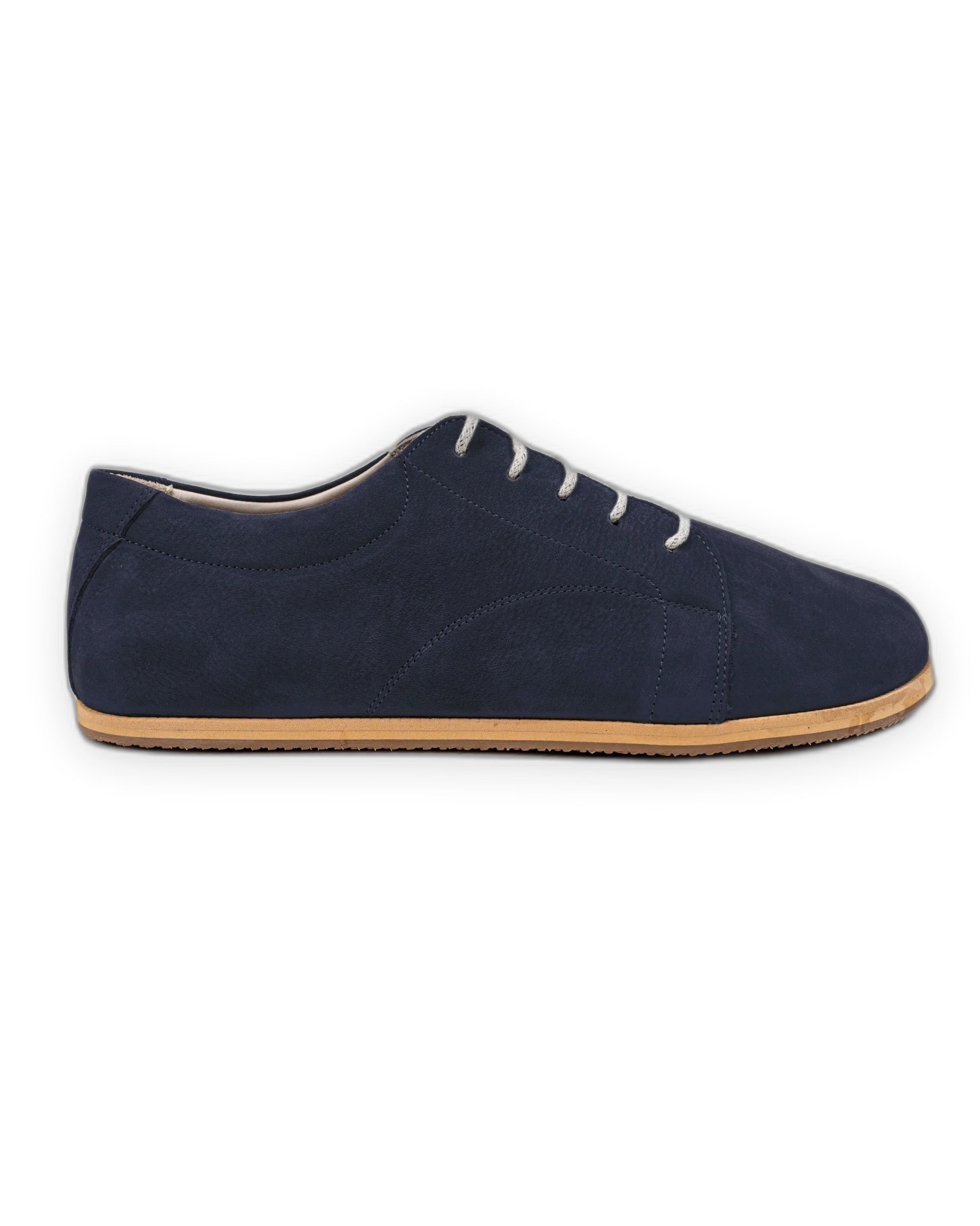 Side view Navy Barefoot Sneaker - Calf Leather Zero Drop | Bespoky