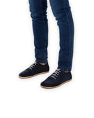 Side view Navy Barefoot Sneaker - Calf Leather Zero Drop | Bespoky