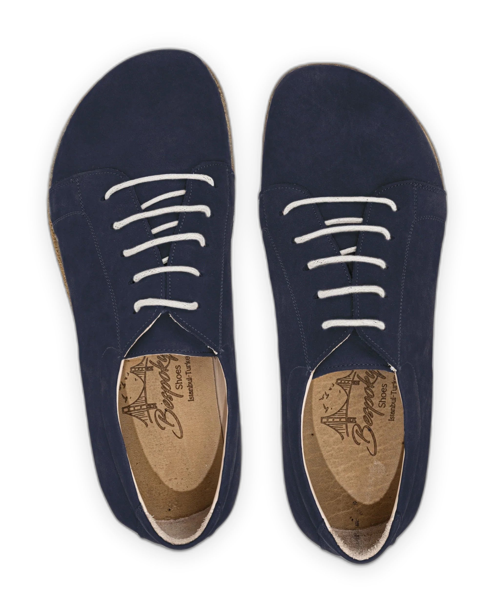 Side view Navy Barefoot Sneaker - Calf Leather Zero Drop | Bespoky