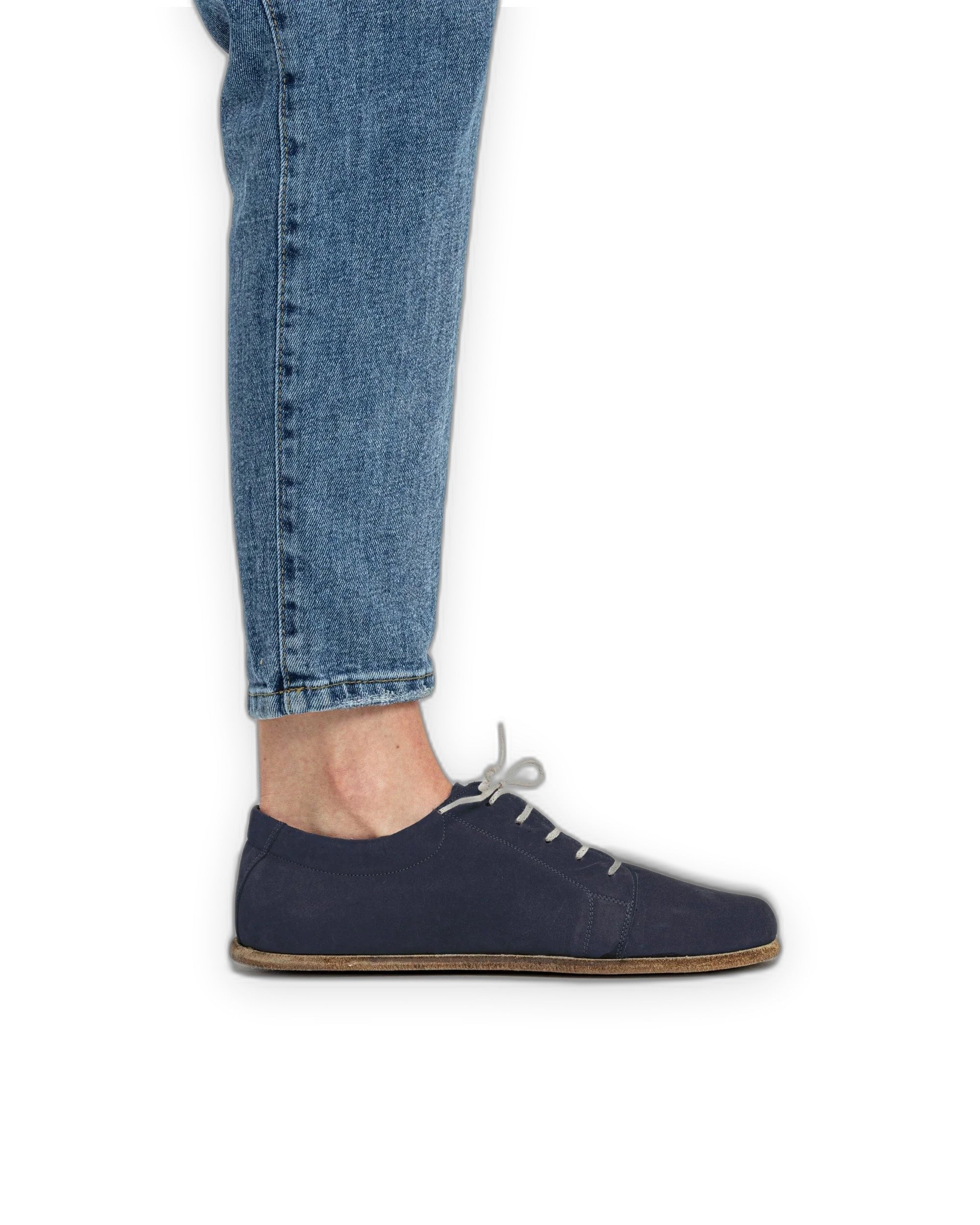Pair Navy Barefoot Sneaker - Barefoot Wide Toe Calf Leather | Bespoky