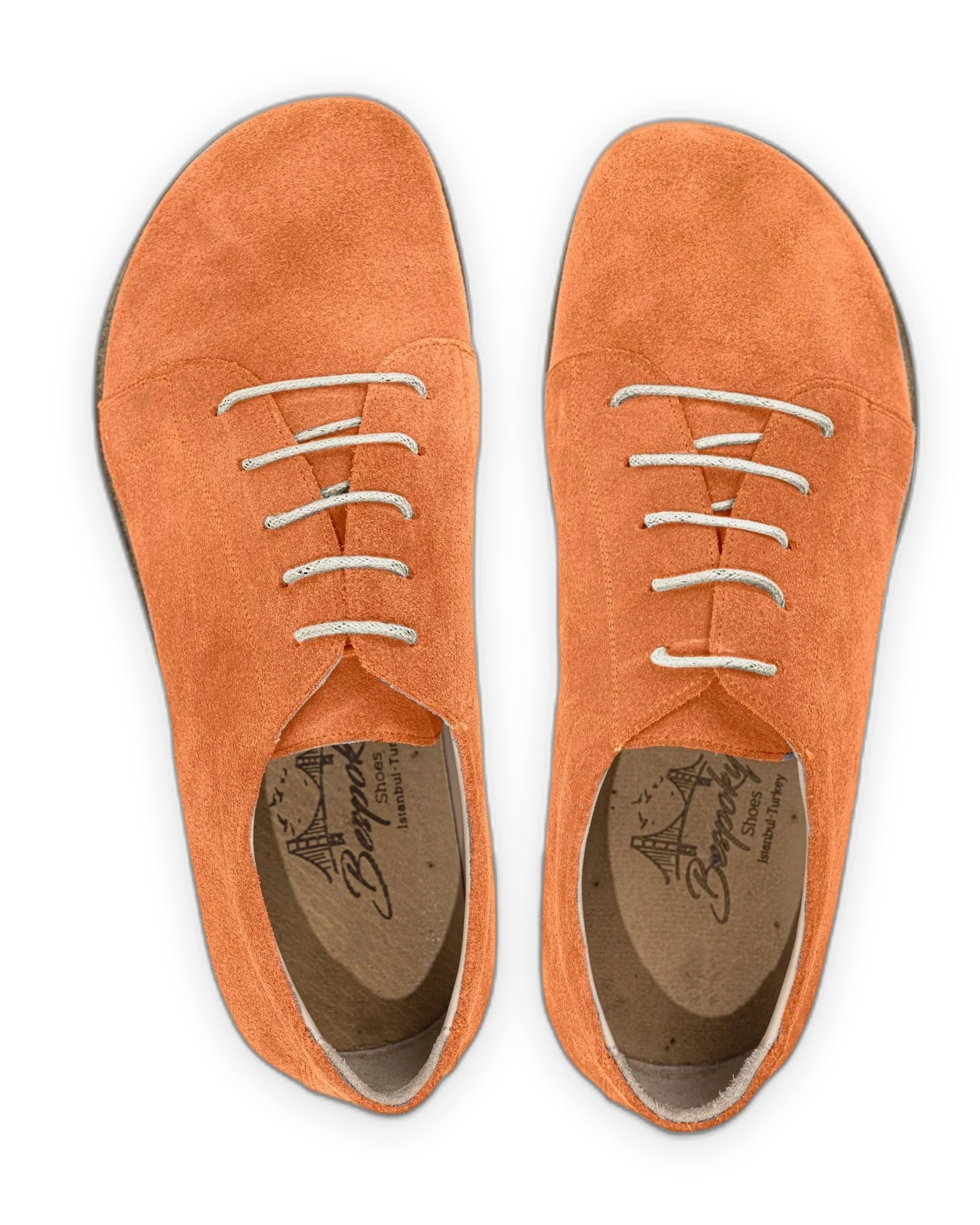 Side view Orange Barefoot Sneaker - Calf Leather Zero Drop | Bespoky
