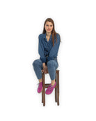 Close-up calf leather - Pink Barefoot Sneaker Detail | Bespoky