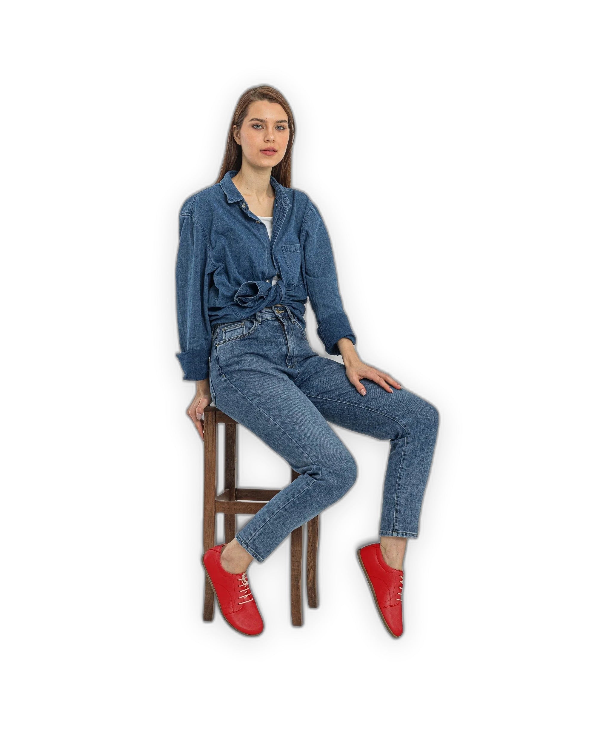 Pair Red Barefoot Sneaker - Barefoot Wide Toe Calf Leather | Bespoky