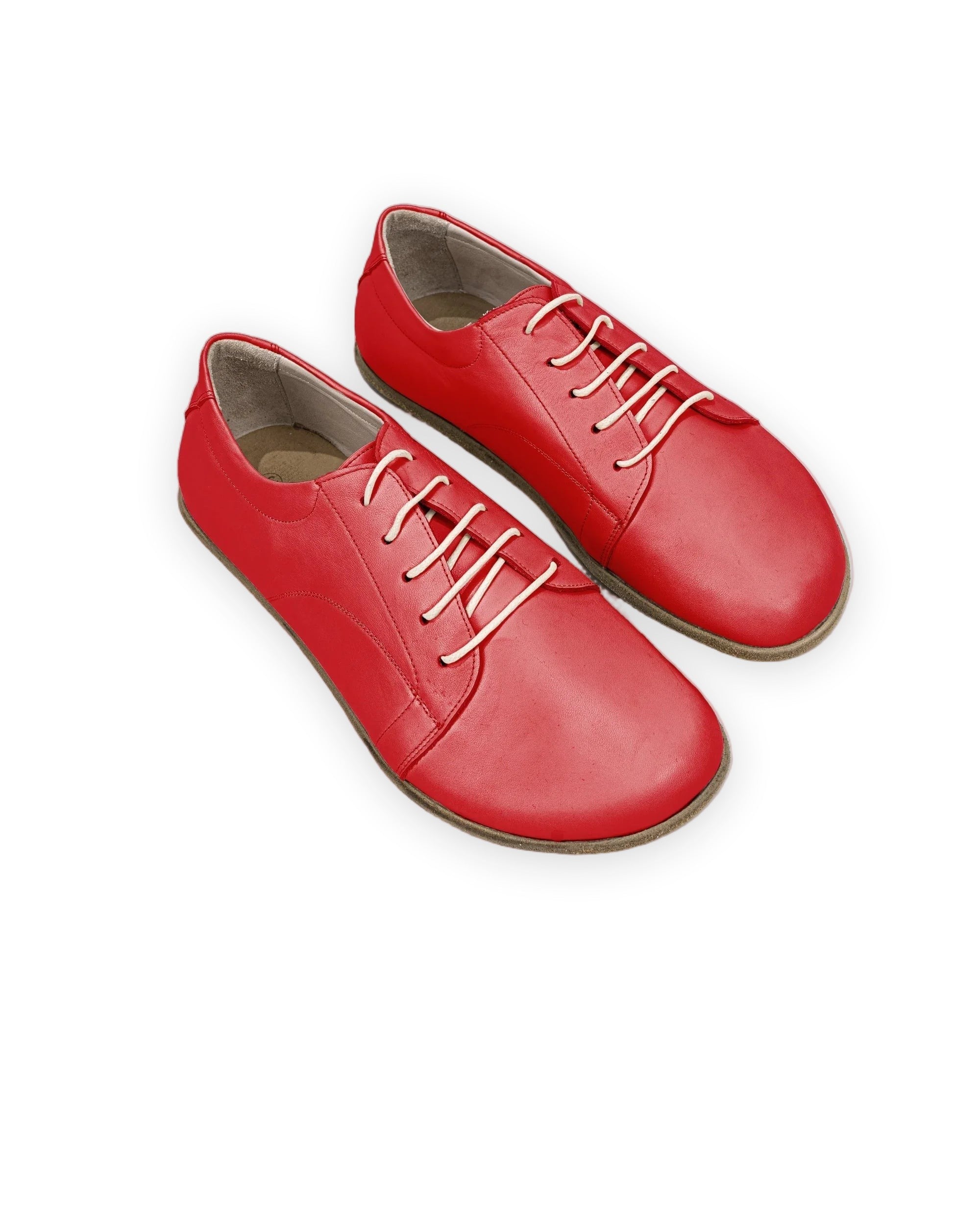 Women's Red Barefoot Sneaker - Handcrafted Calf Leather Wide Toe Box | Bespoky