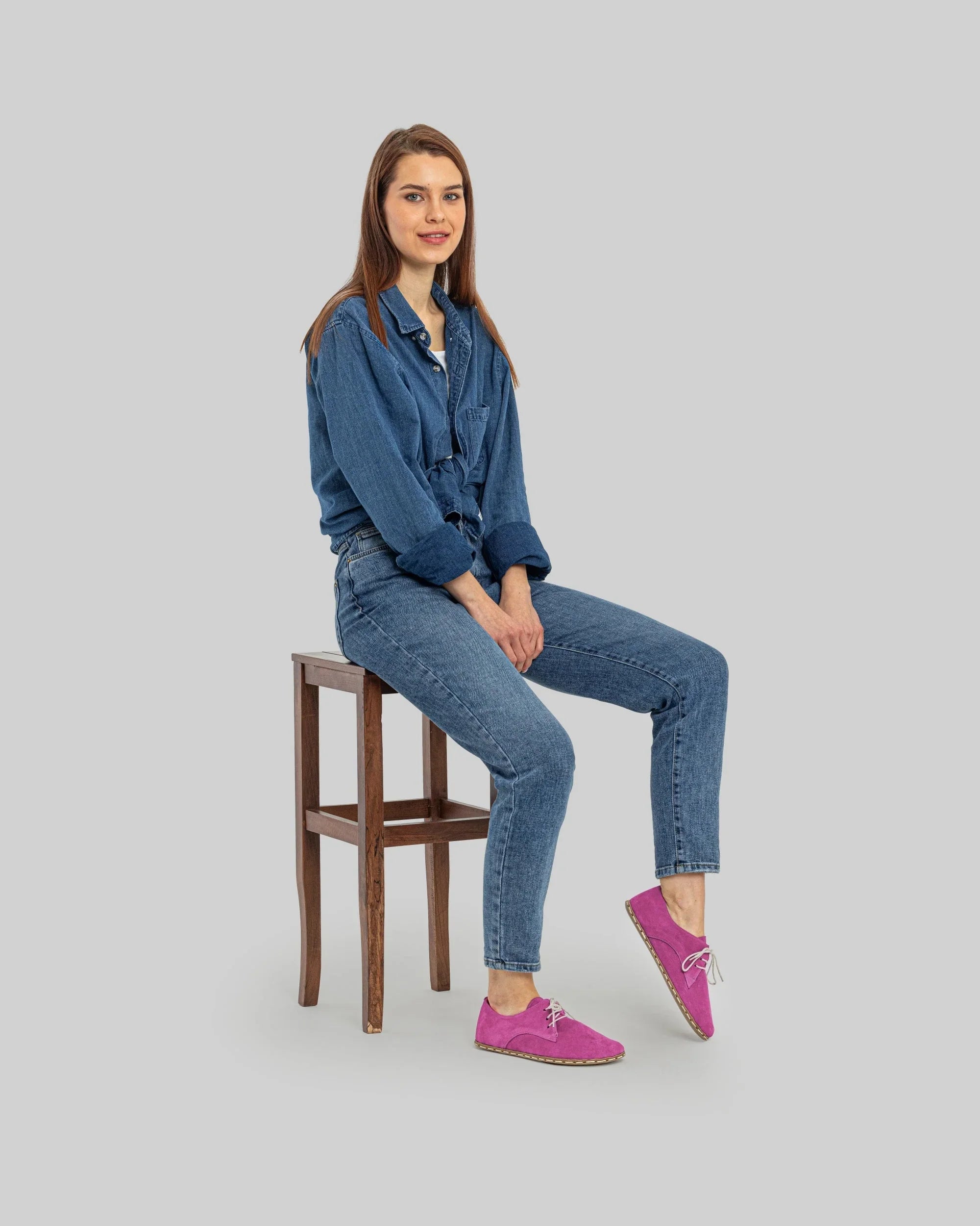 Back view Pink Nubuck Oxford Shoes - Calf Leather Handcrafted | Bespoky