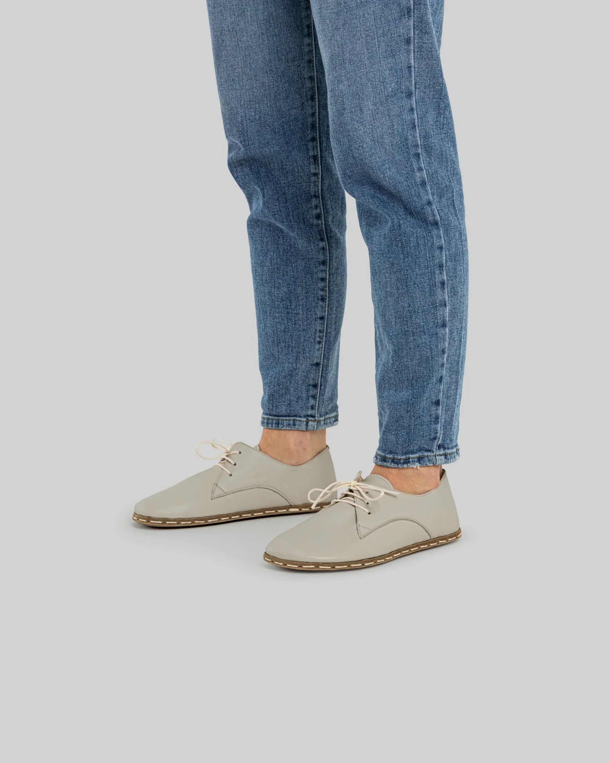 Detail Lucas Beige Oxford Shoes - Handcrafted Calf Leather Turkey | Bespoky