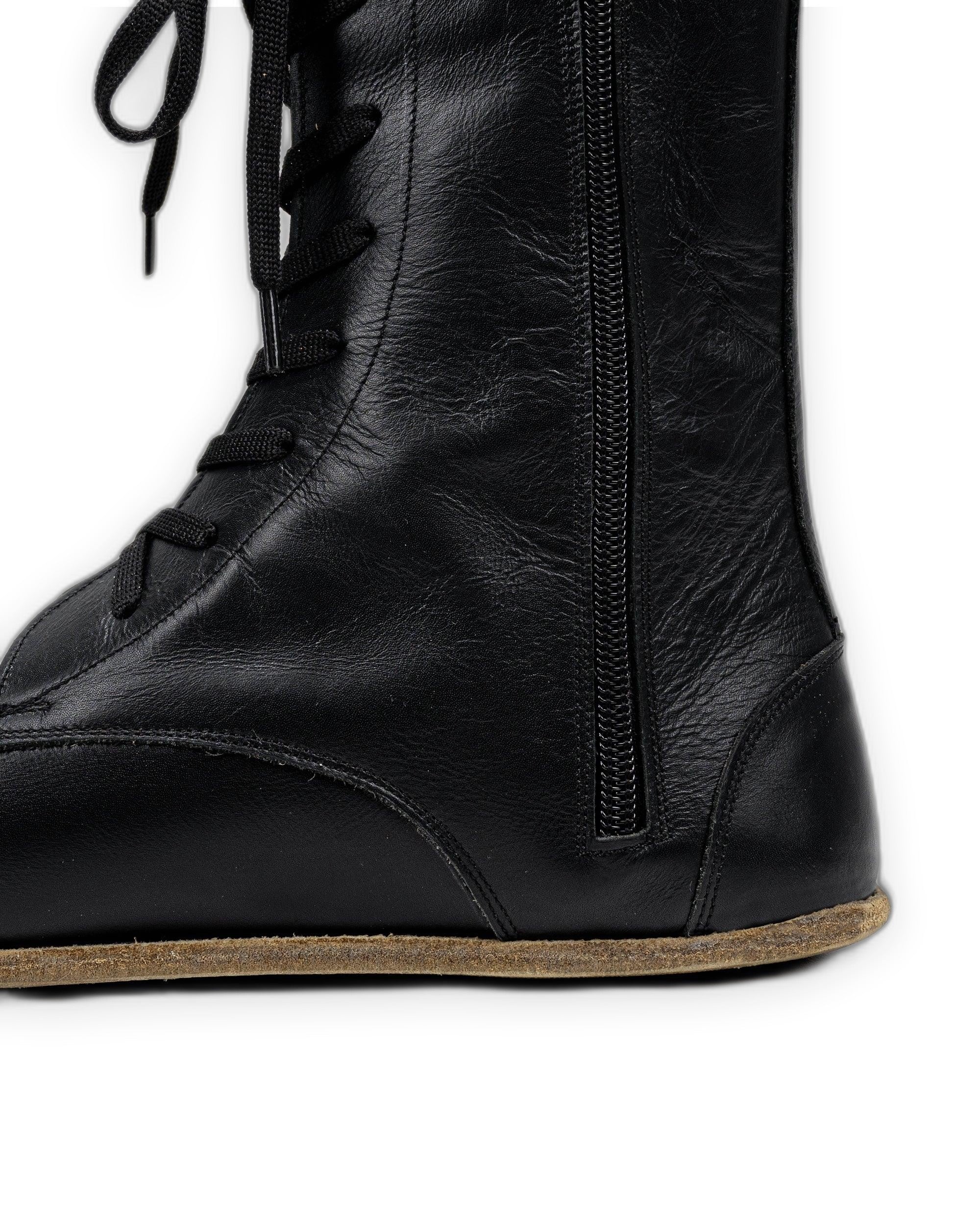 Side view Black Barefoot Boot - Calf Leather Zero Drop | Bespoky