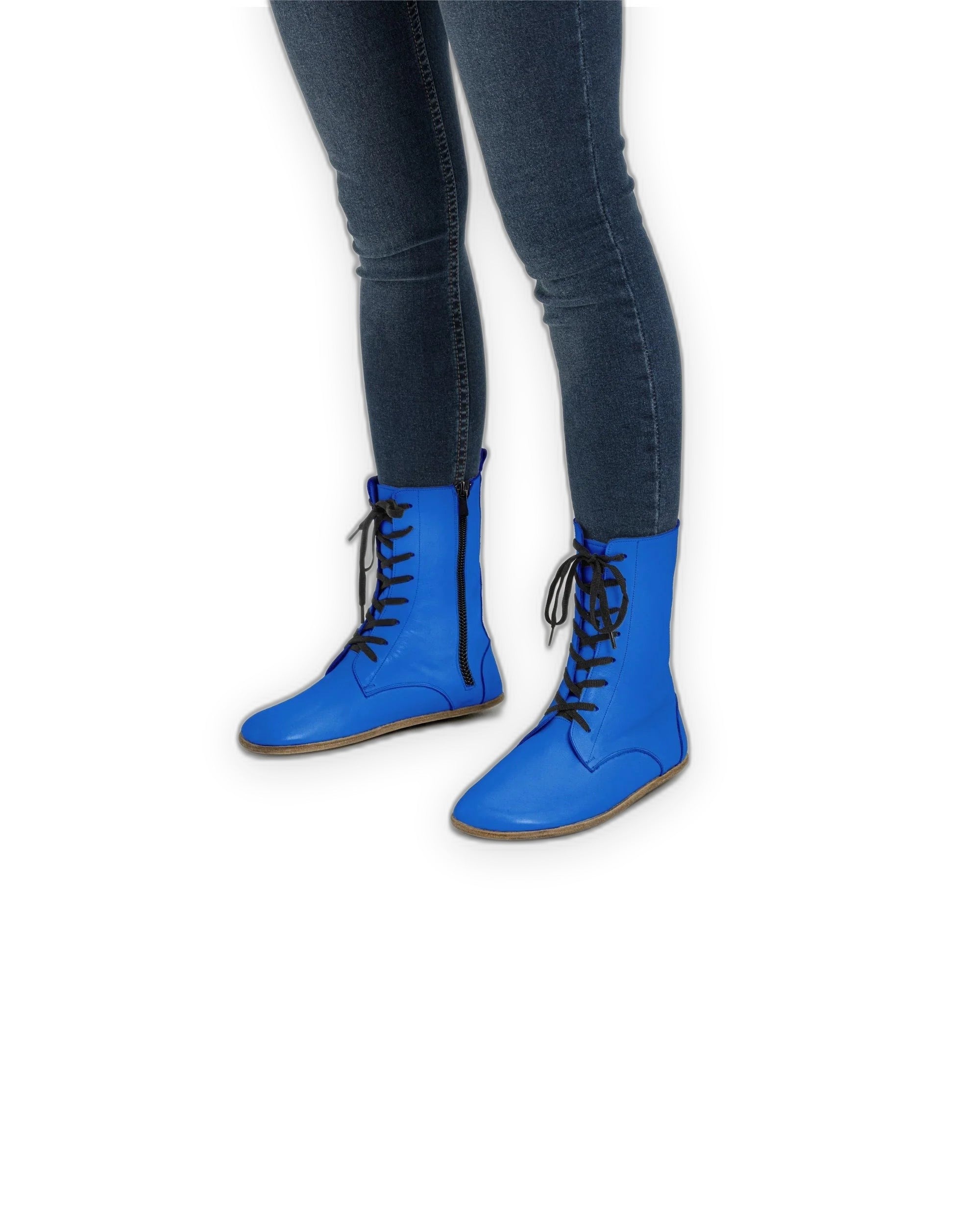 Men's Blue Barefoot Boot - Handcrafted Calf Leather Wide Toe Box | Bespoky