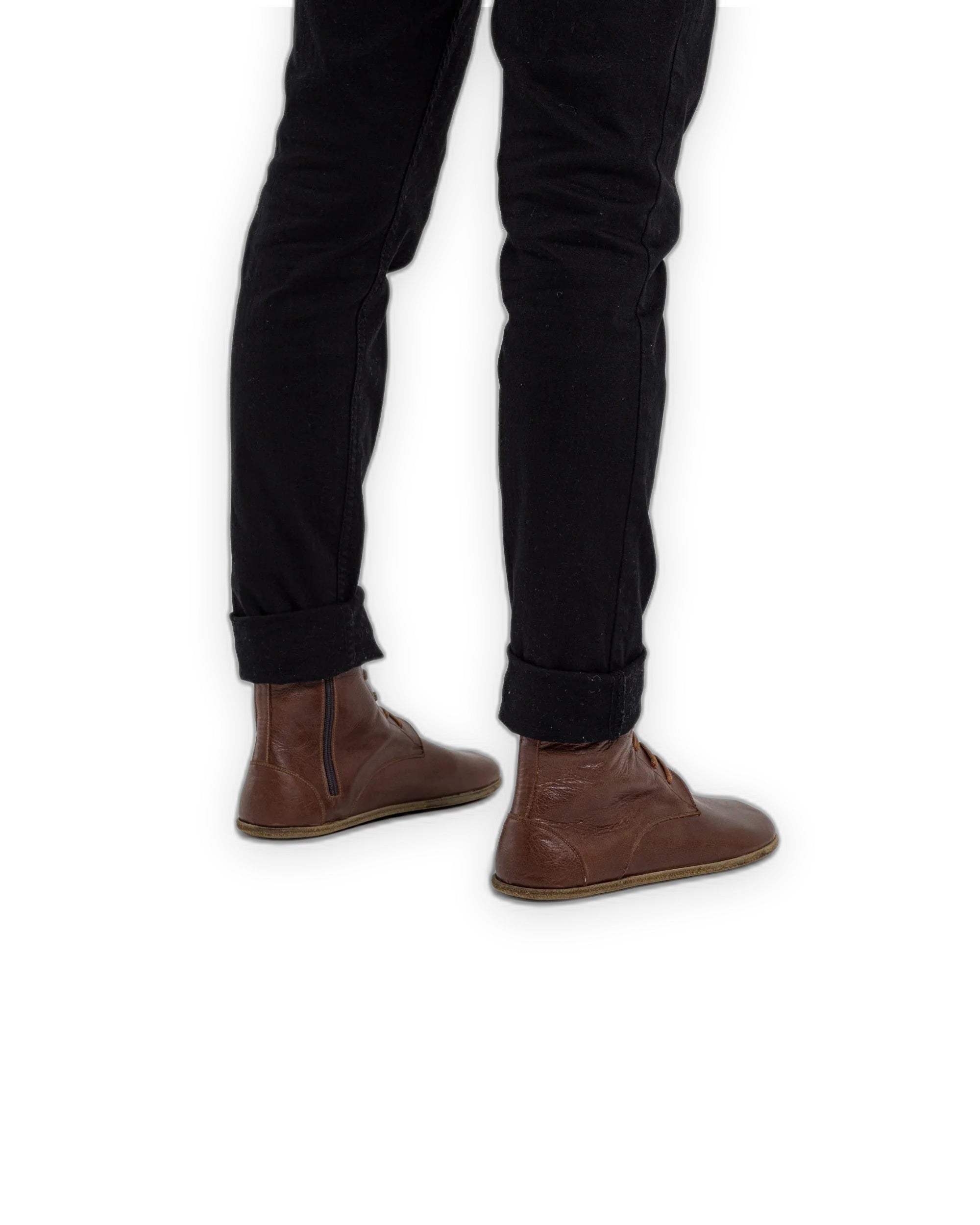 Pair Brown Barefoot Boot - Barefoot Wide Toe Calf Leather | Bespoky
