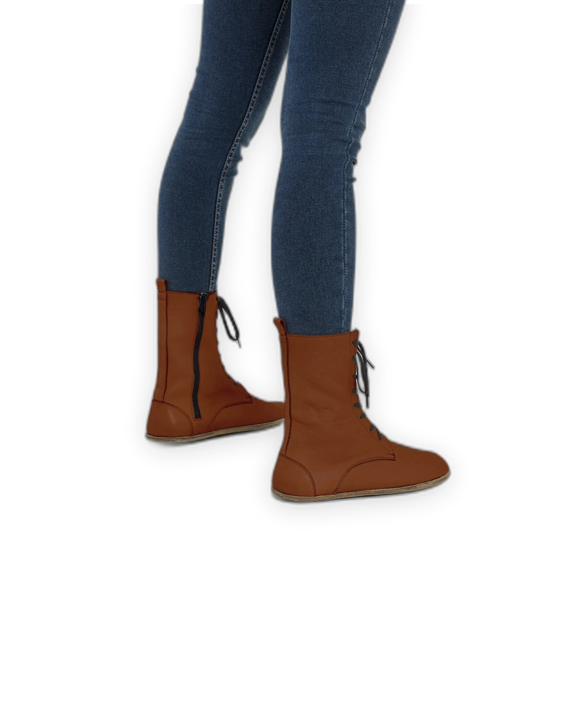 Pair Dark Brown Barefoot Boot - Barefoot Wide Toe Calf Leather | Bespoky