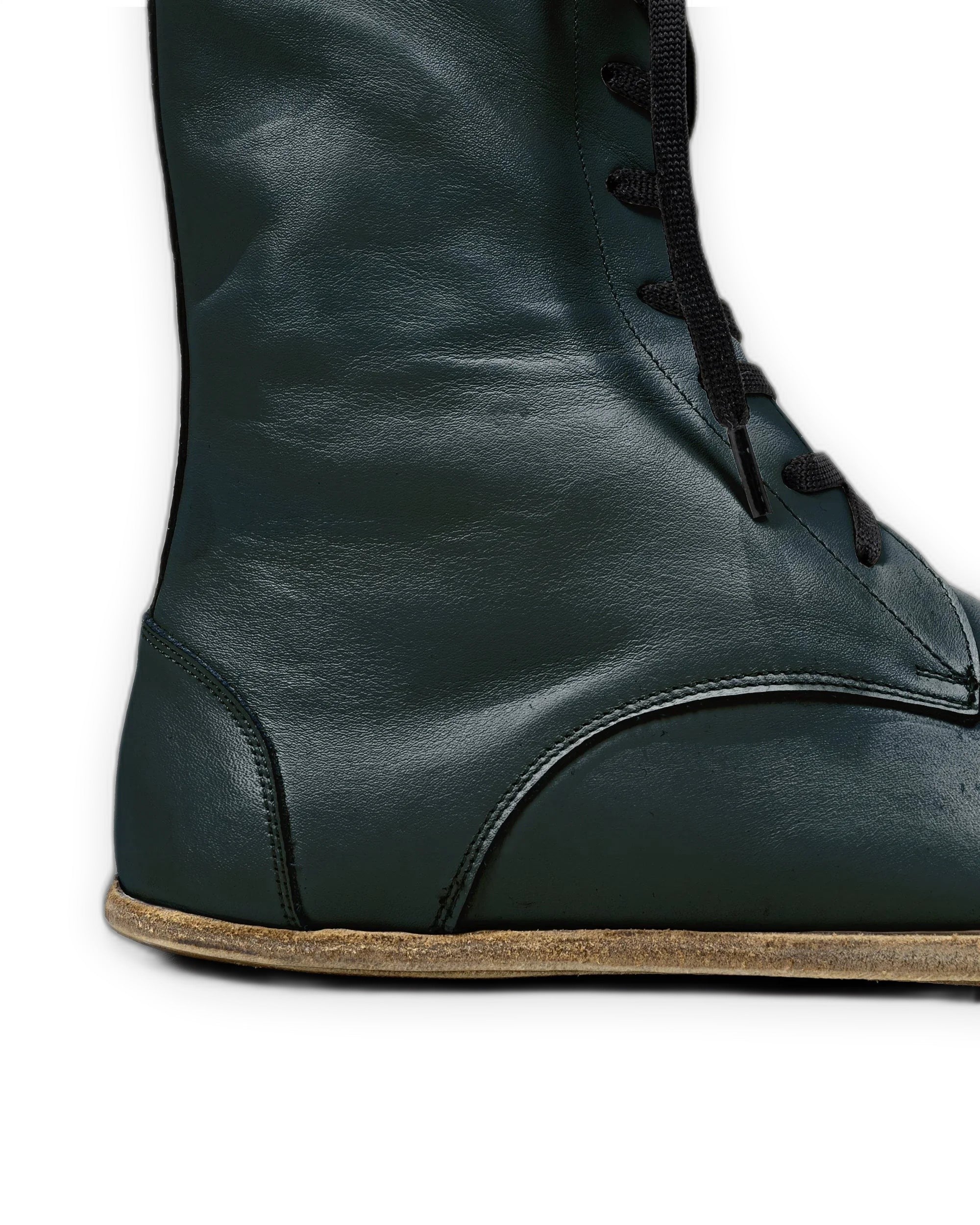 Top view Dark Green Barefoot Boot - Handcrafted Calf Leather | Bespoky
