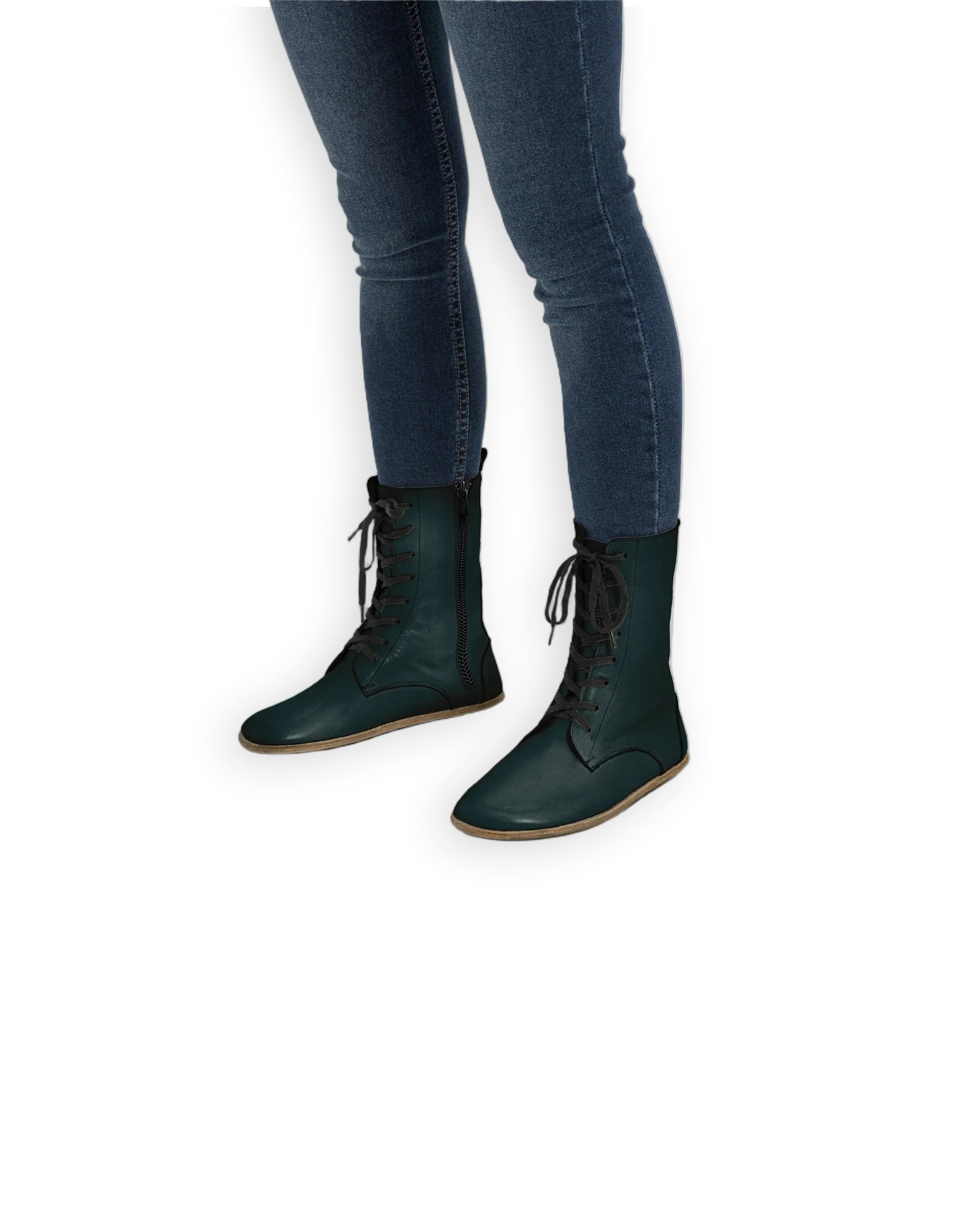 Men's Dark Green Barefoot Boot - Handcrafted Calf Leather Wide Toe Box | Bespoky