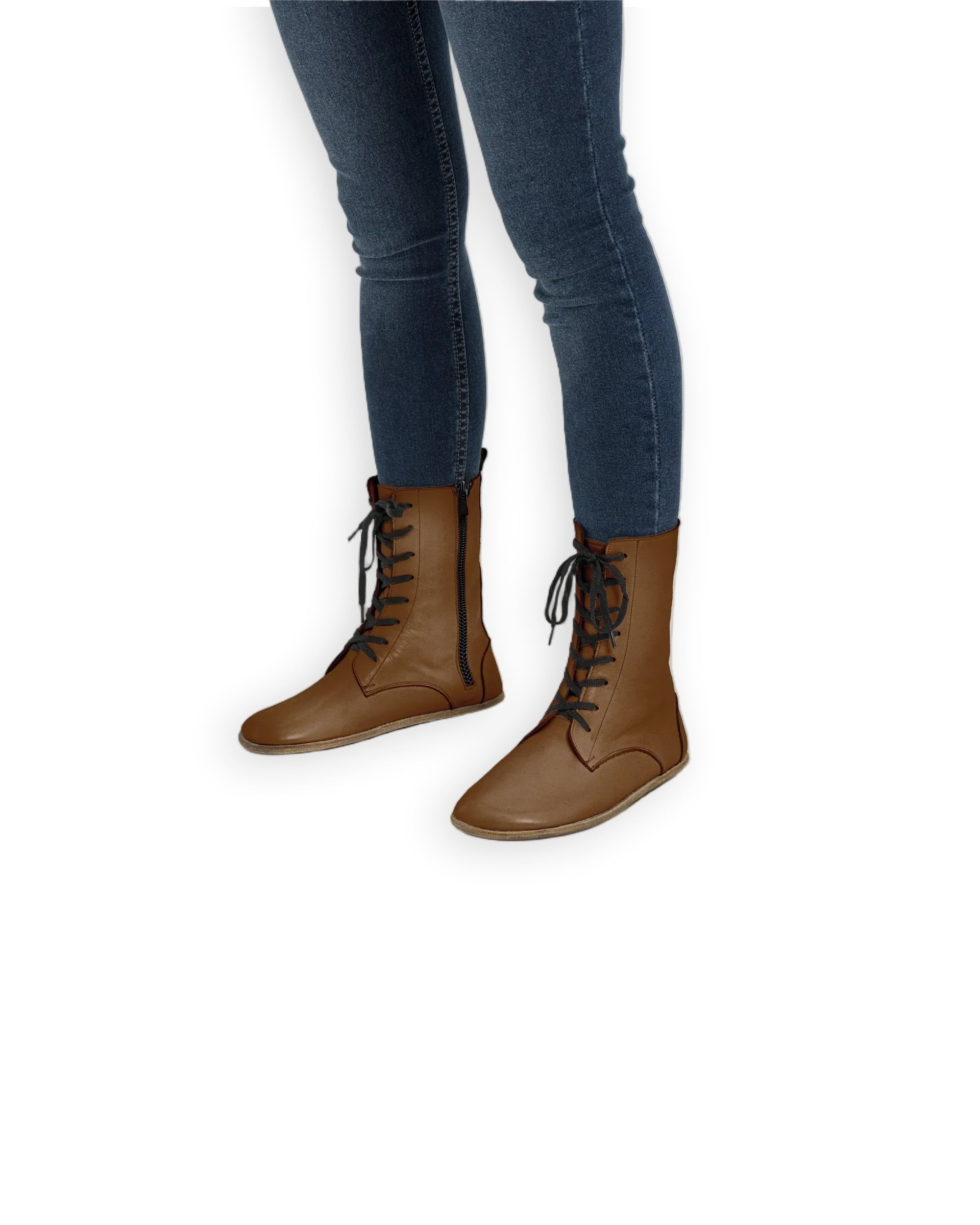 Men's Dark Tan Barefoot Boot - Handcrafted Calf Leather Wide Toe Box | Bespoky