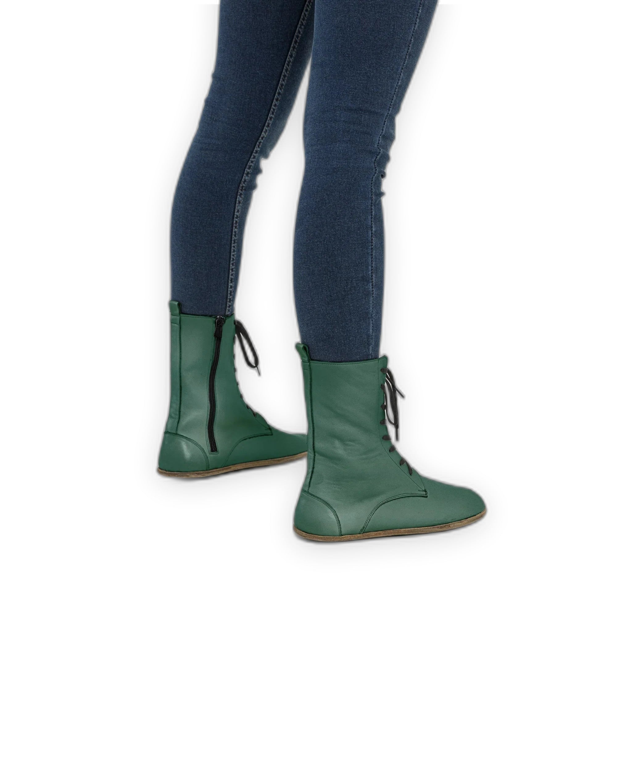 Pair Green Barefoot Boot - Barefoot Wide Toe Calf Leather | Bespoky