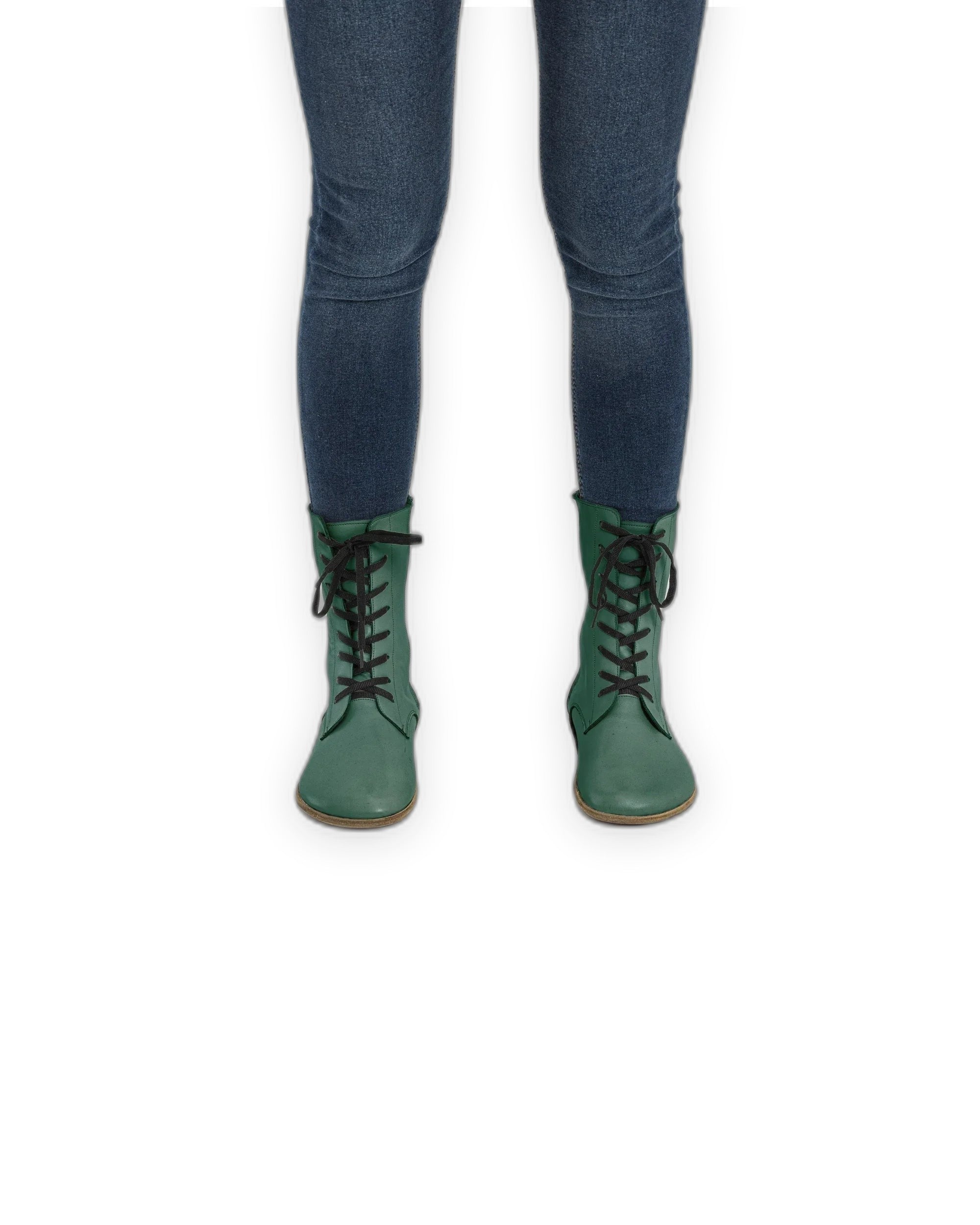 Back view Green Barefoot Boot - Calf Leather Handcrafted | Bespoky