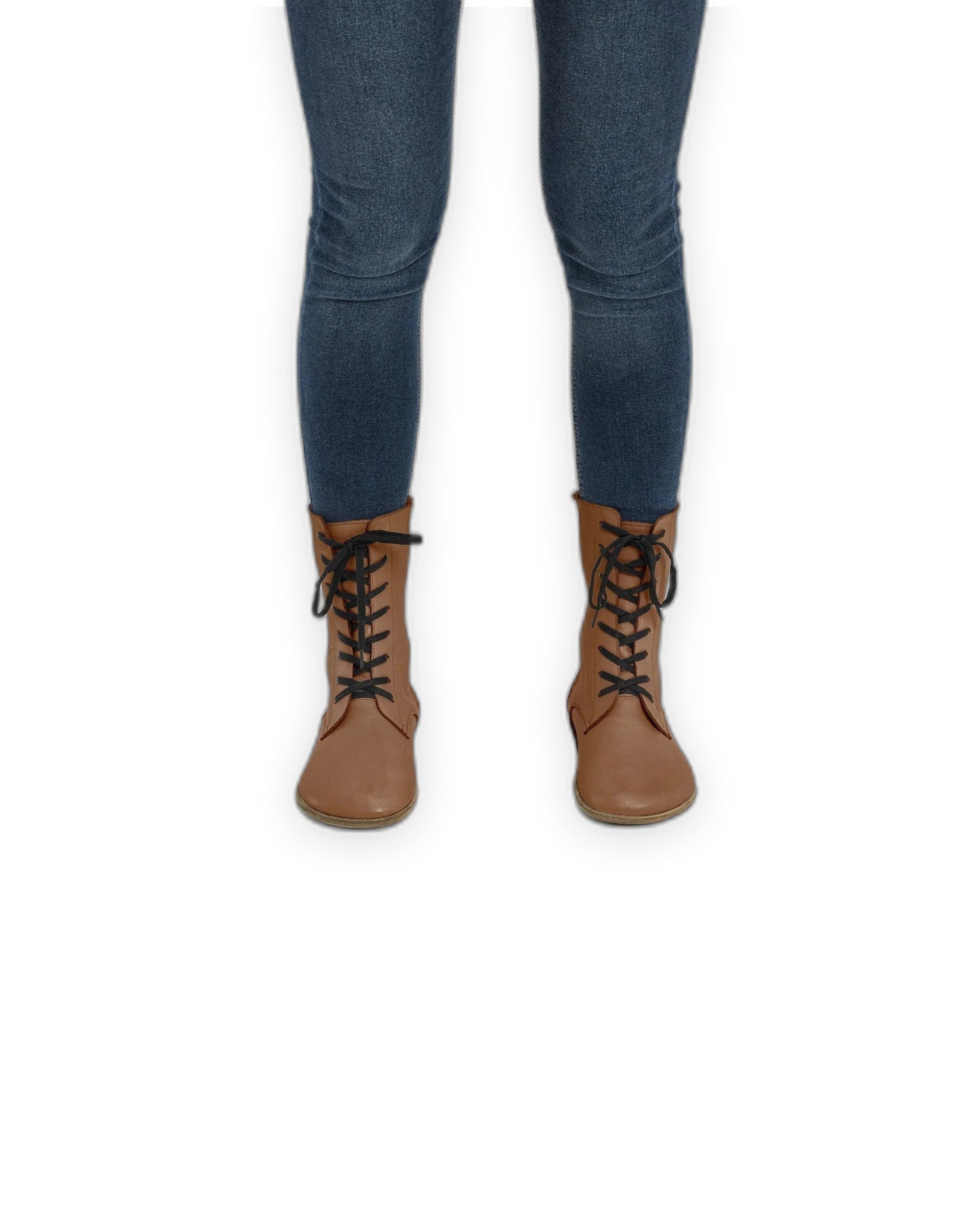 Close-up calf leather - Tan Barefoot Boot Detail | Bespoky