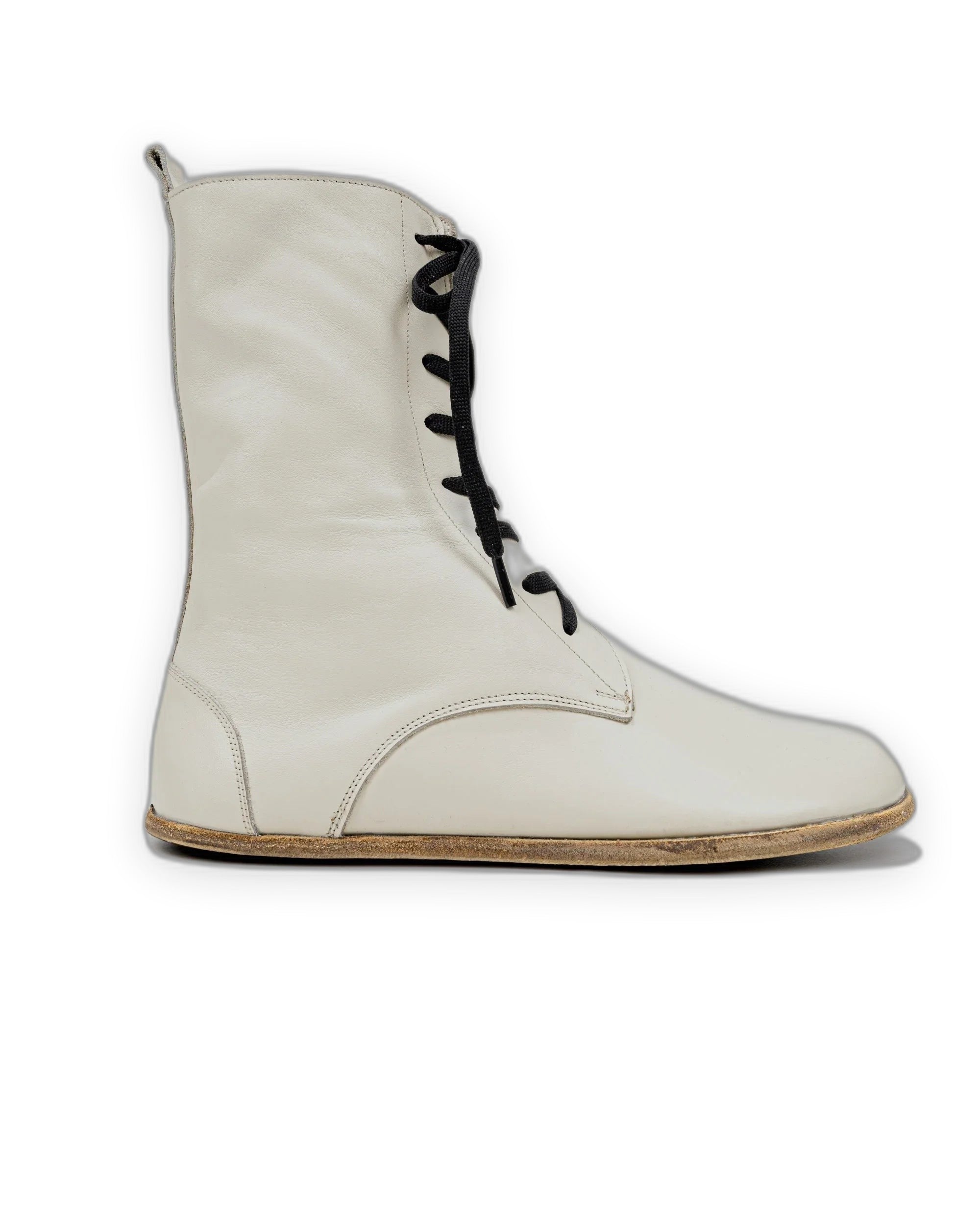 Pair Lucas Beige Barefoot Boot - Barefoot Wide Toe Calf Leather | Bespoky