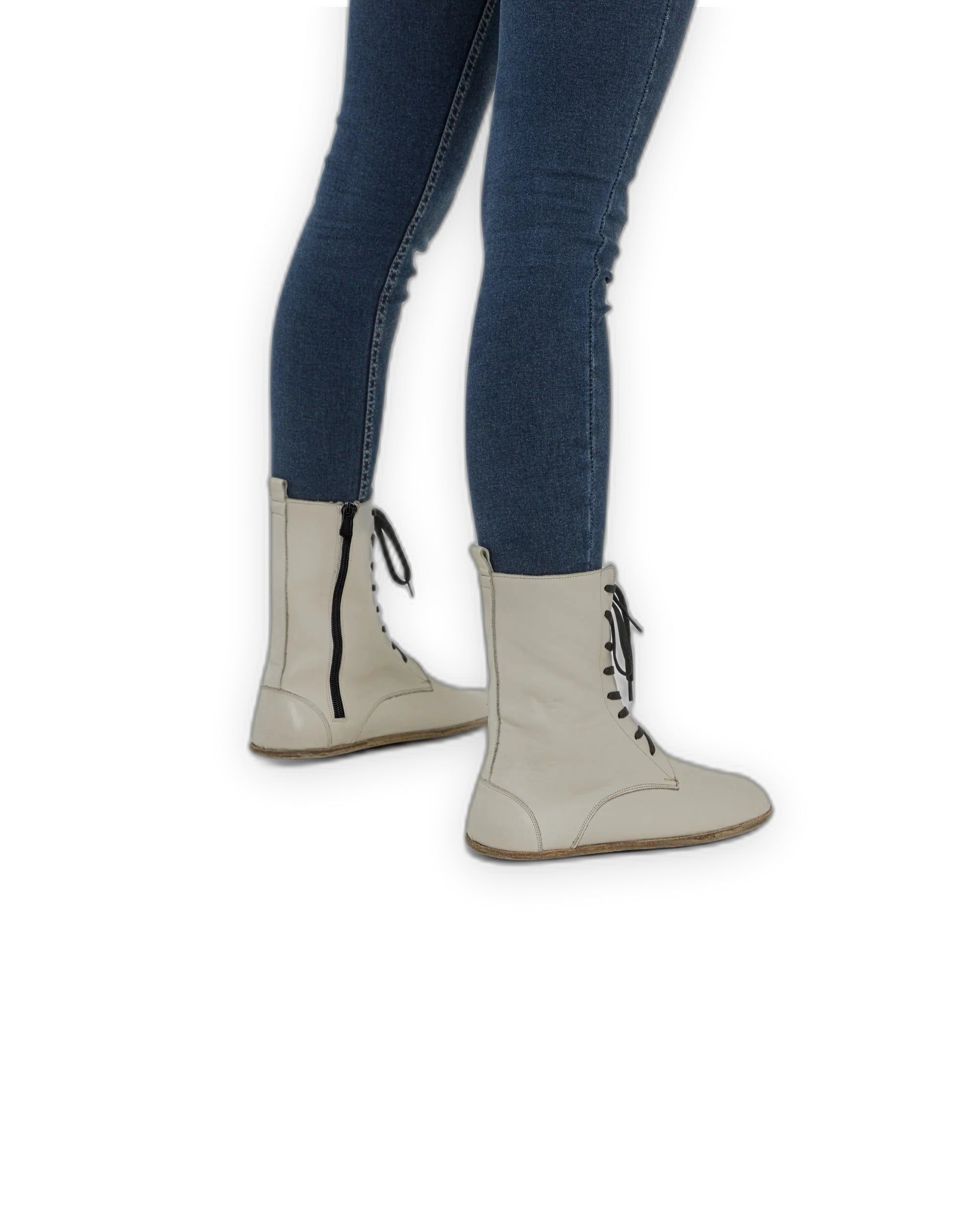 Close-up calf leather - Lucas Beige Barefoot Boot Detail | Bespoky