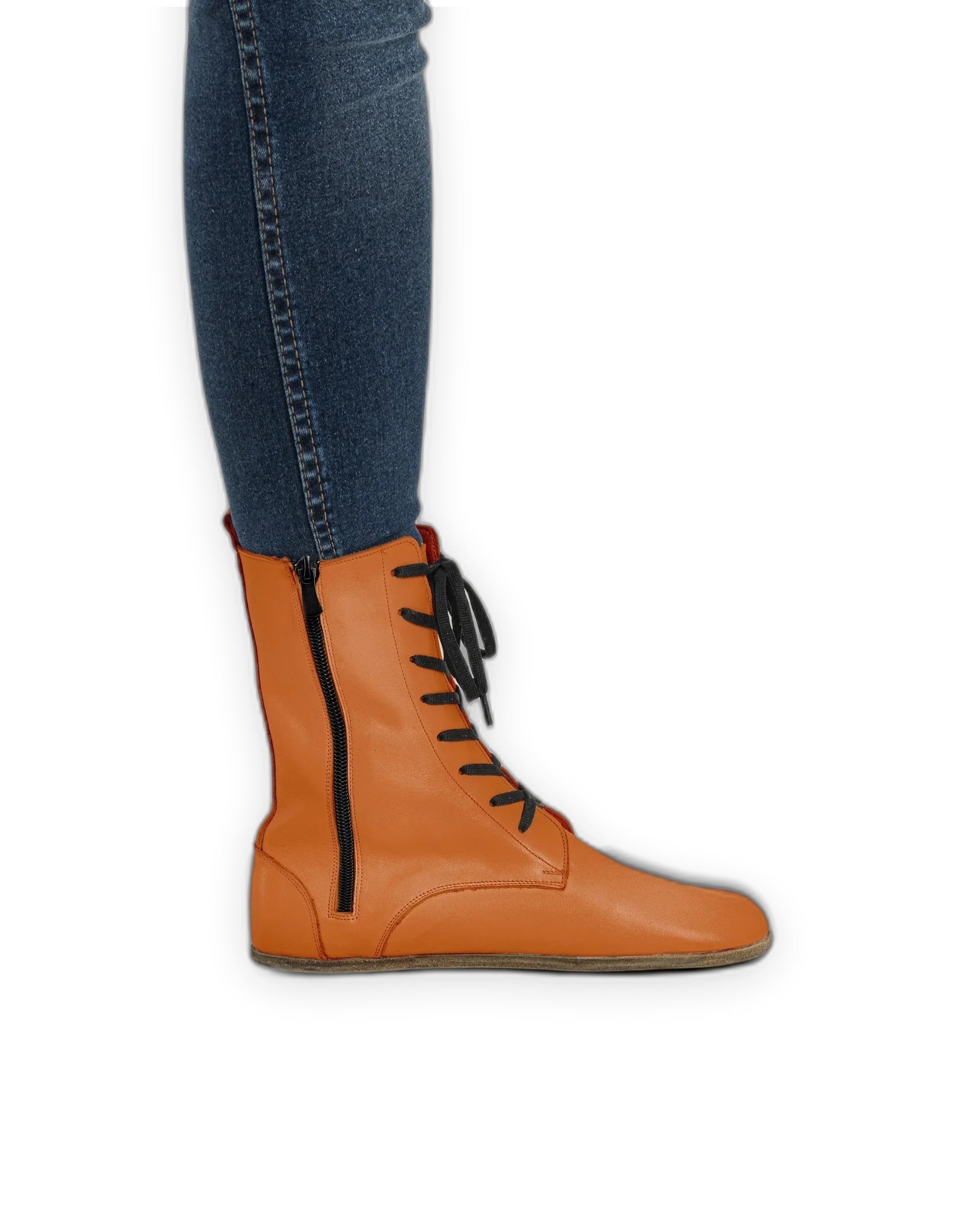 Detail Orange Barefoot Boot - Handcrafted Calf Leather Turkey | Bespoky