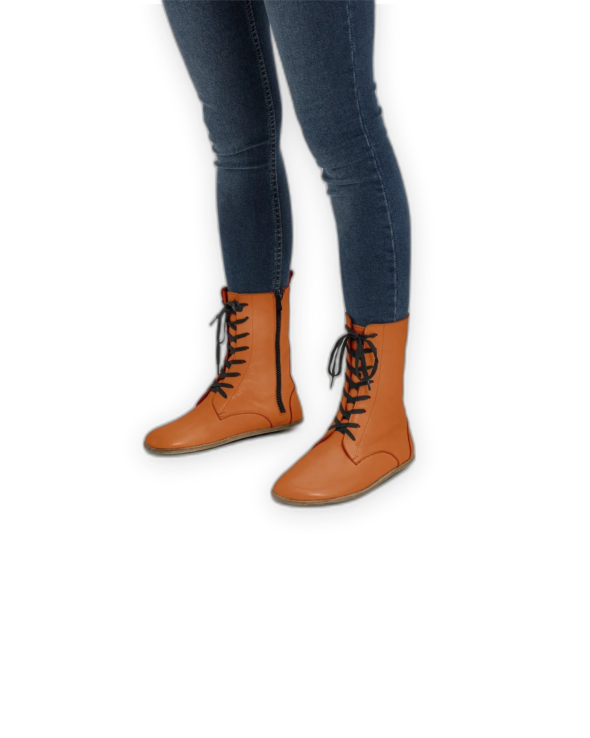 Men's Orange Barefoot Boot - Handcrafted Calf Leather Wide Toe Box | Bespoky