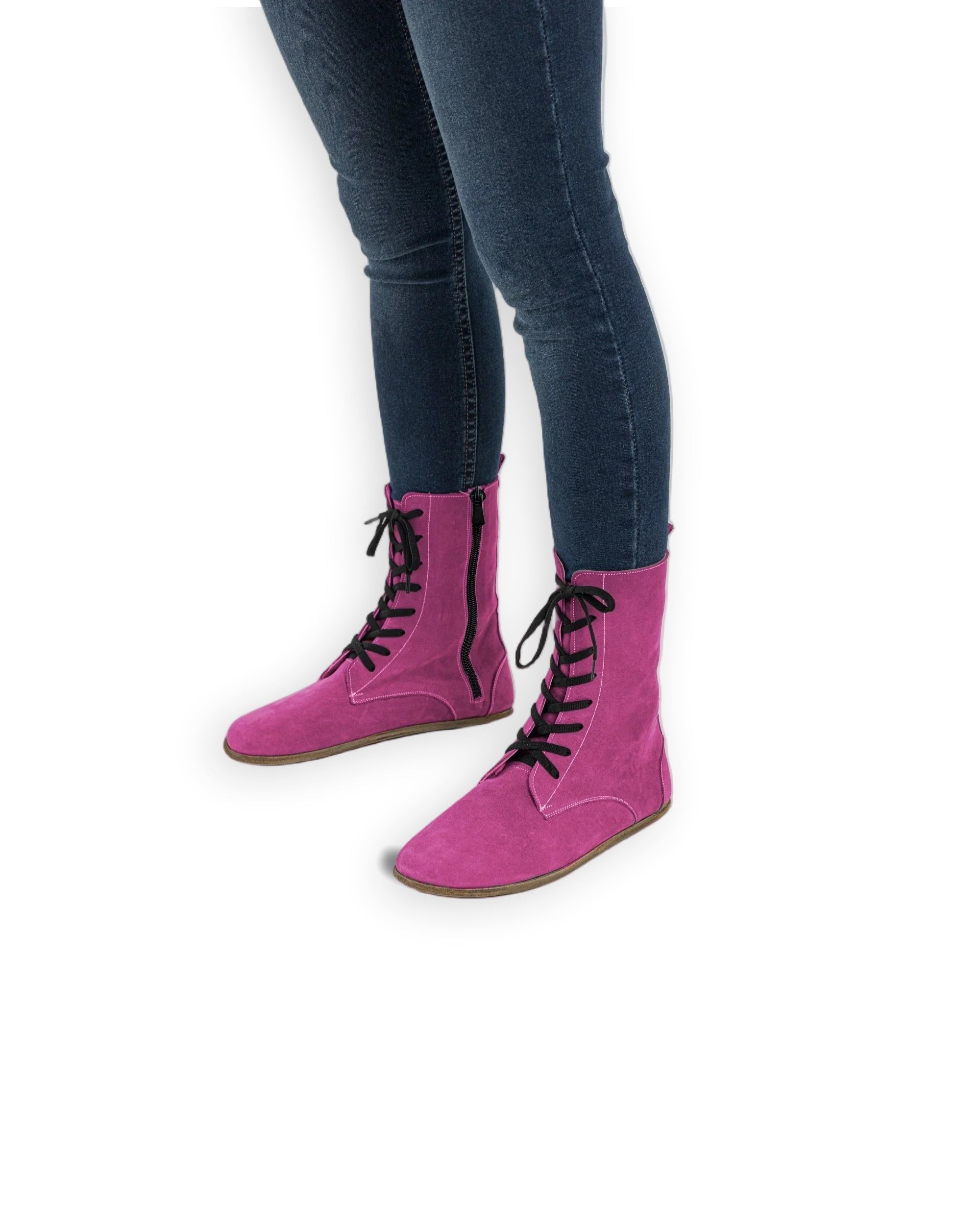 Men's Pink Nubuck Barefoot Boot - Handcrafted Calf Leather Wide Toe Box | Bespoky