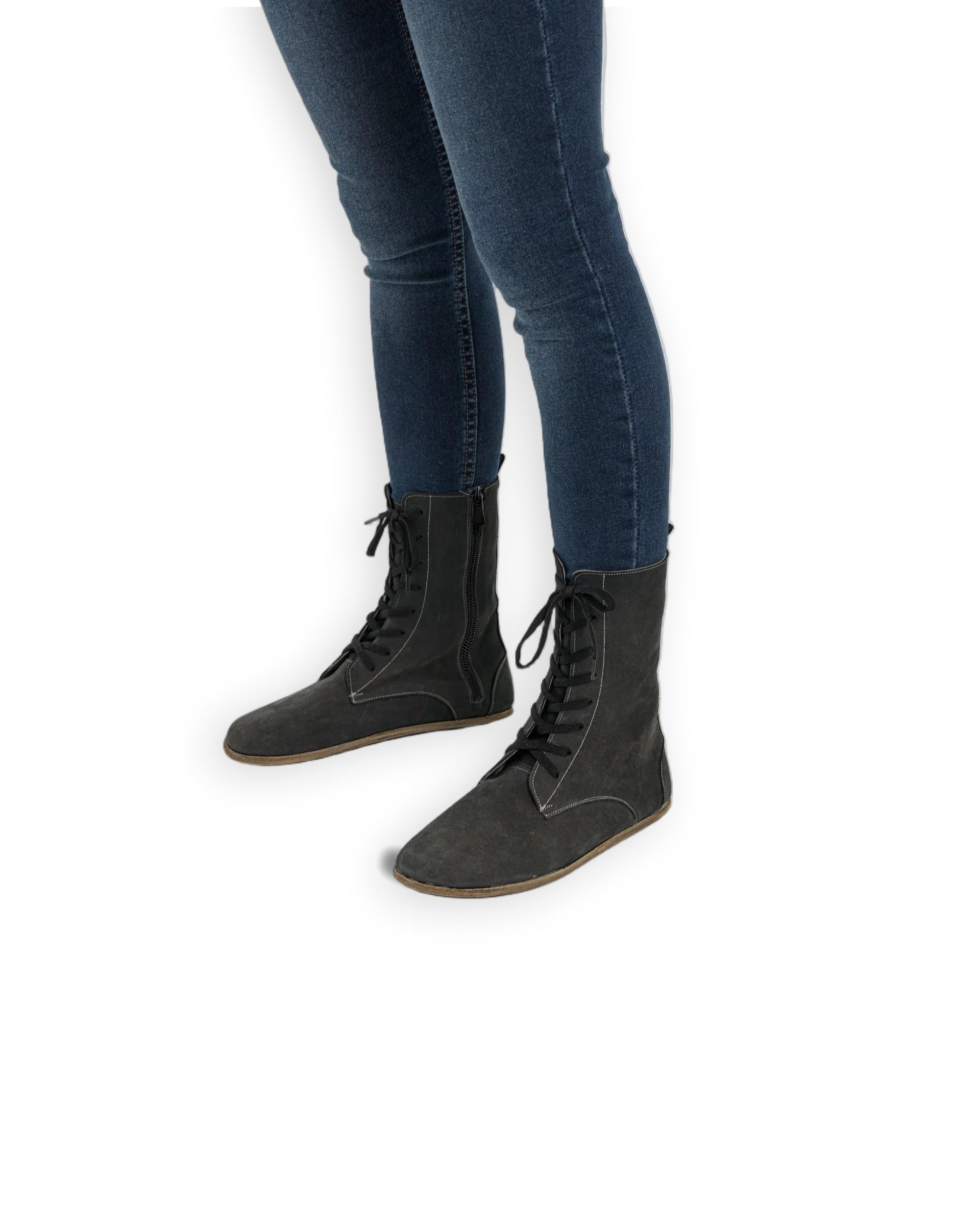 Men's Smoked Nubuck Barefoot Boot - Handcrafted Calf Leather Wide Toe Box | Bespoky