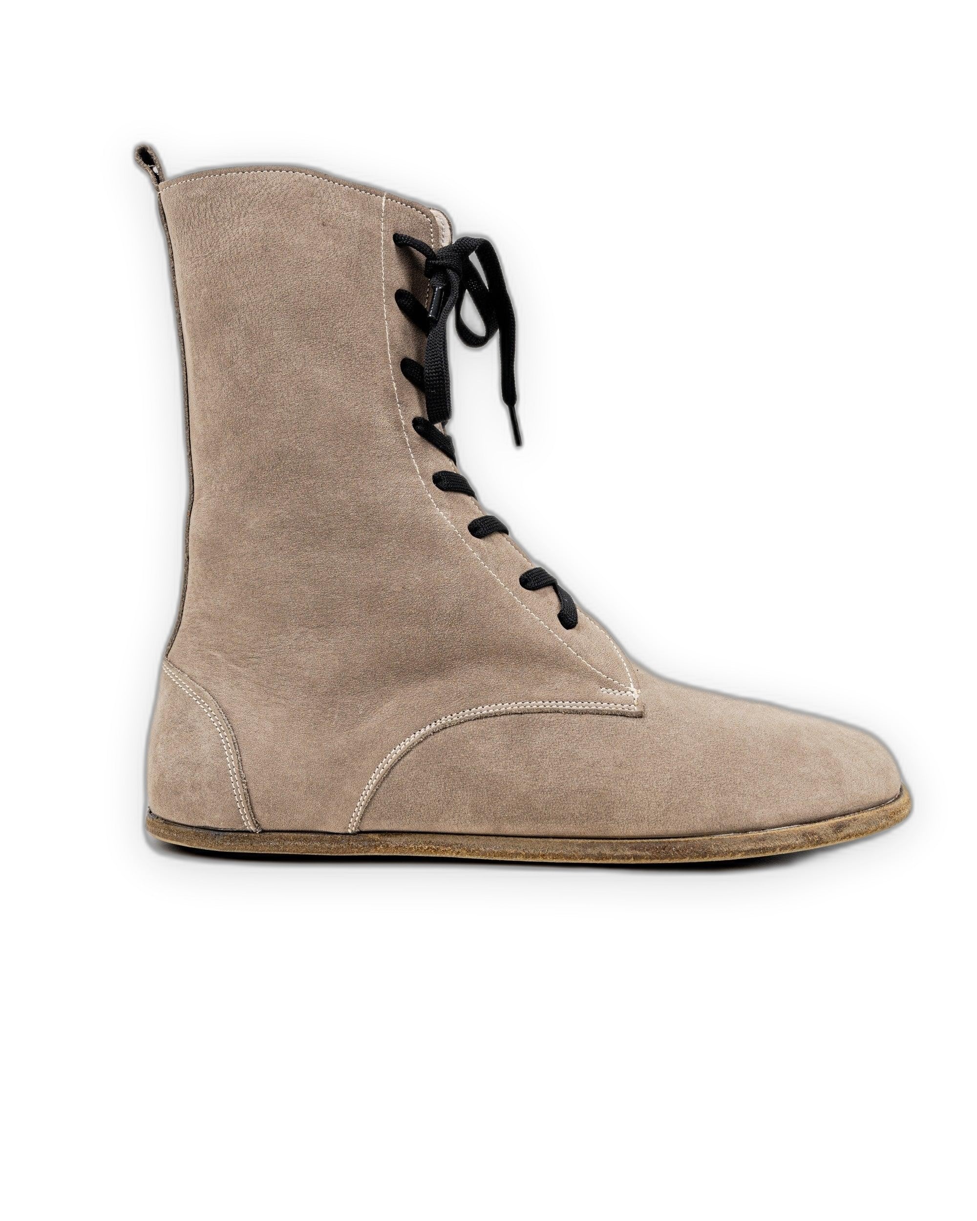 Side view Beige Barefoot Boot - Calf Leather Zero Drop | Bespoky