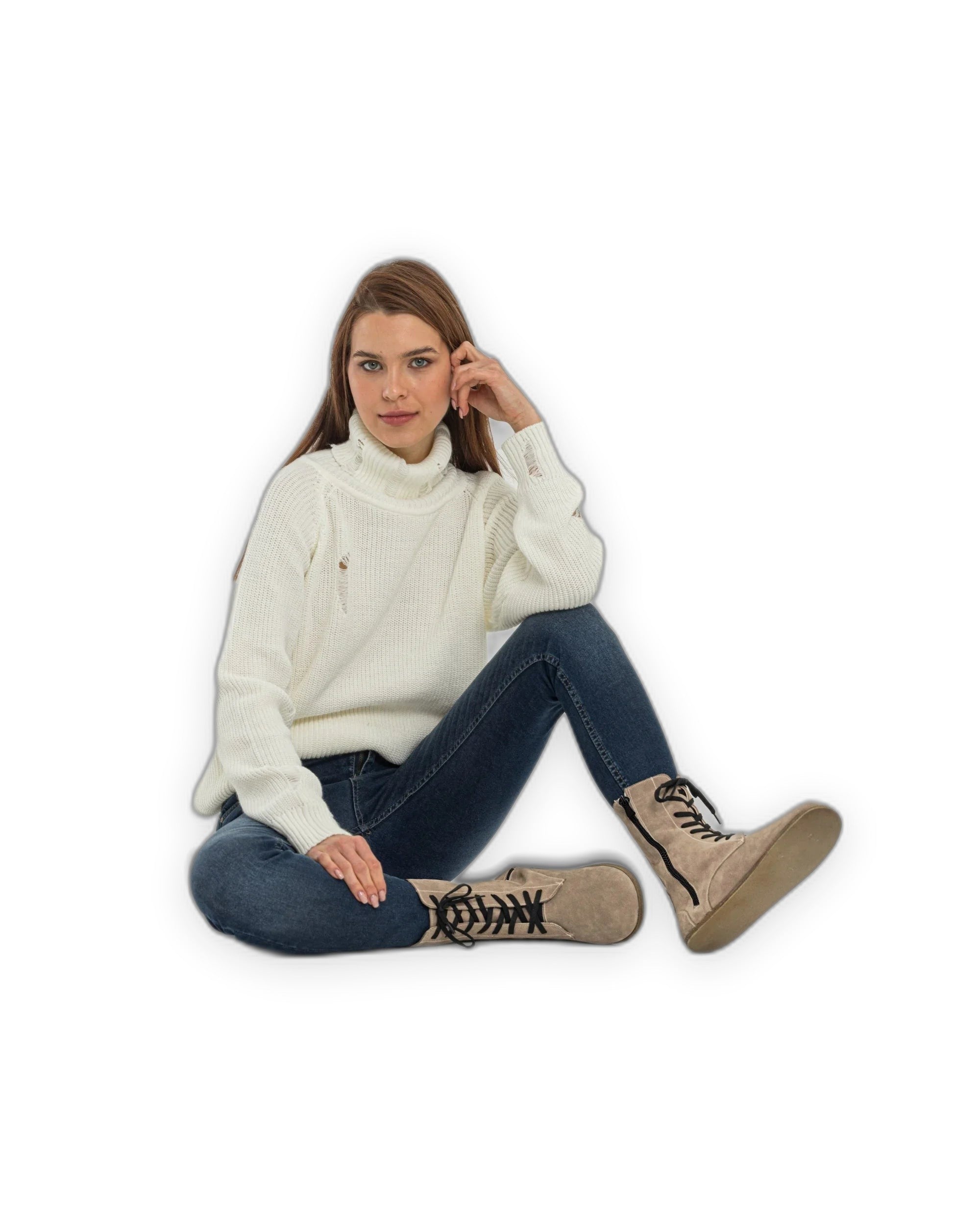 Detail Beige Barefoot Boot - Handcrafted Calf Leather Turkey | Bespoky